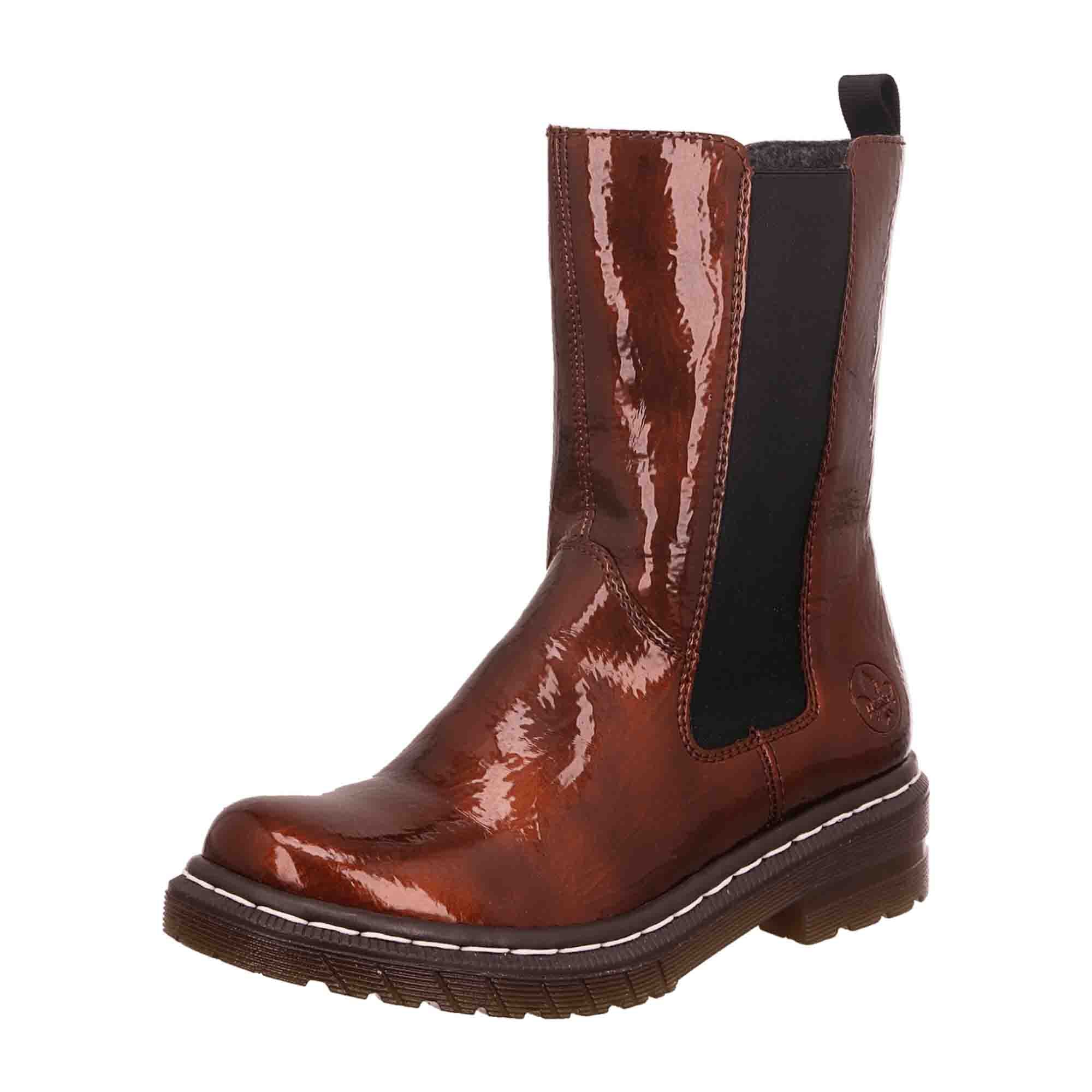 Rieker Women's Brown Slip-On Ankle Boots with Zipper and Cold Lining