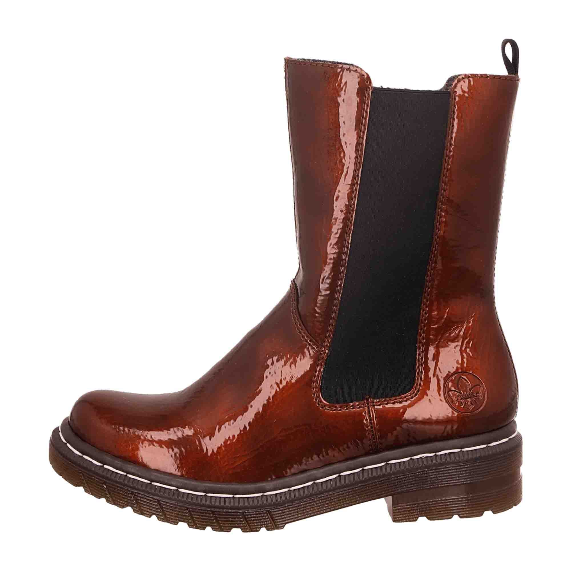 Rieker Women's Brown Slip-On Ankle Boots with Zipper and Cold Lining