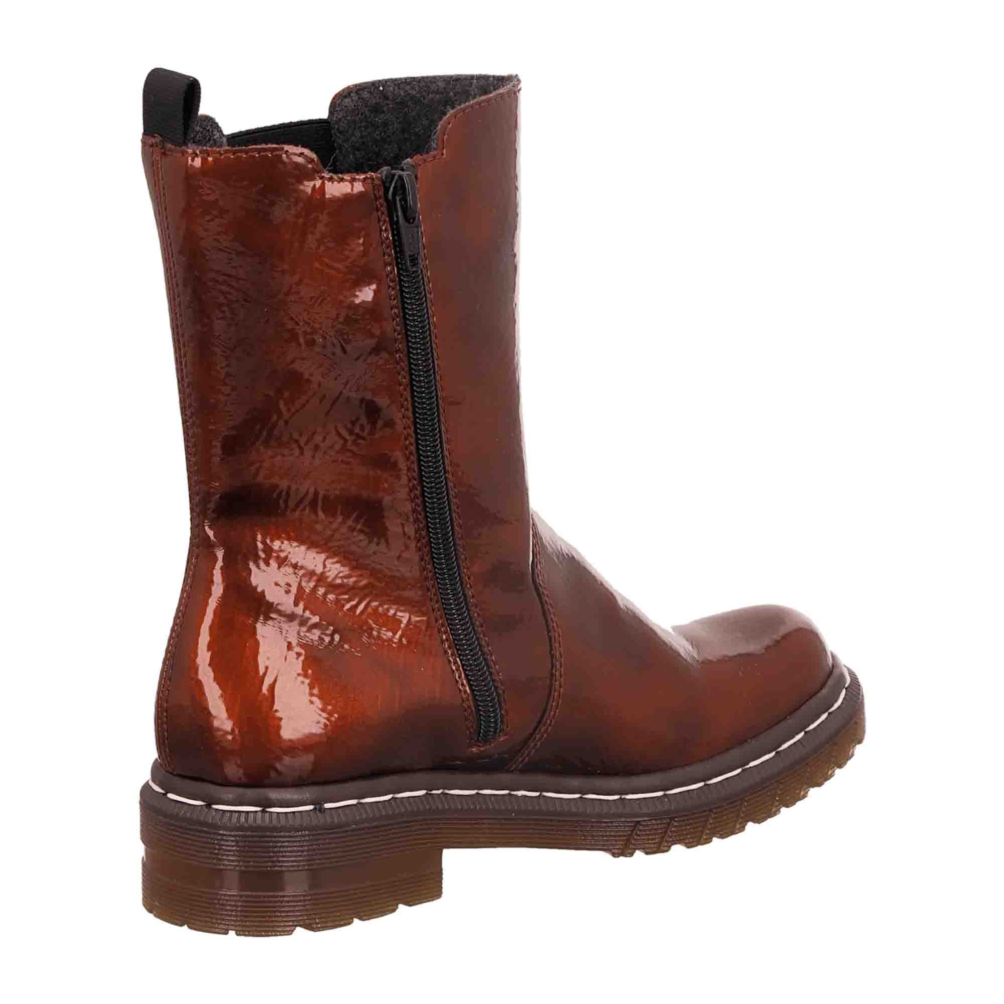 Rieker Women's Brown Slip-On Ankle Boots with Zipper and Cold Lining