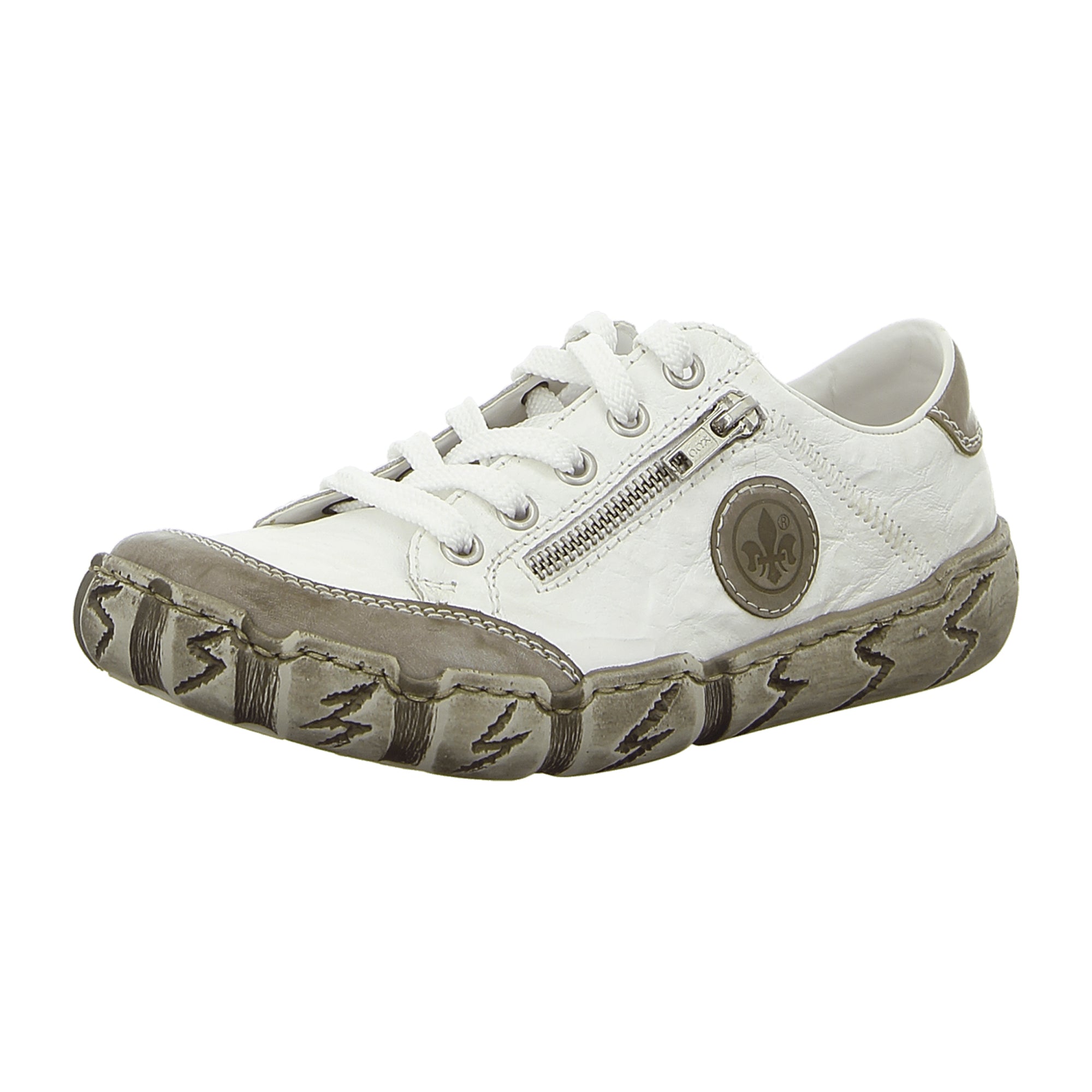 Rieker L0314-43 White Leather Lace-Up Shoes Comfortable Shock-Absorbing Sole