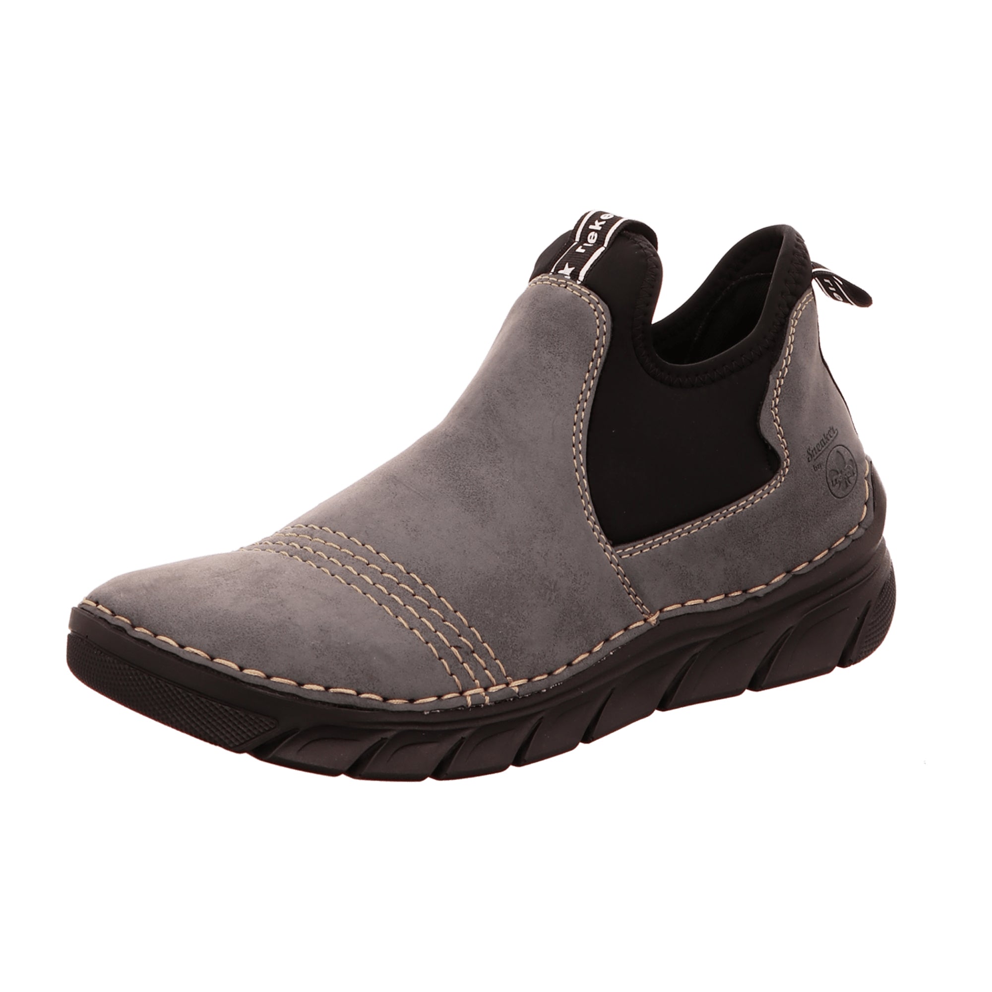 Rieker Blue Slip-On Zip Ankle Boots for Women with Warm Lining