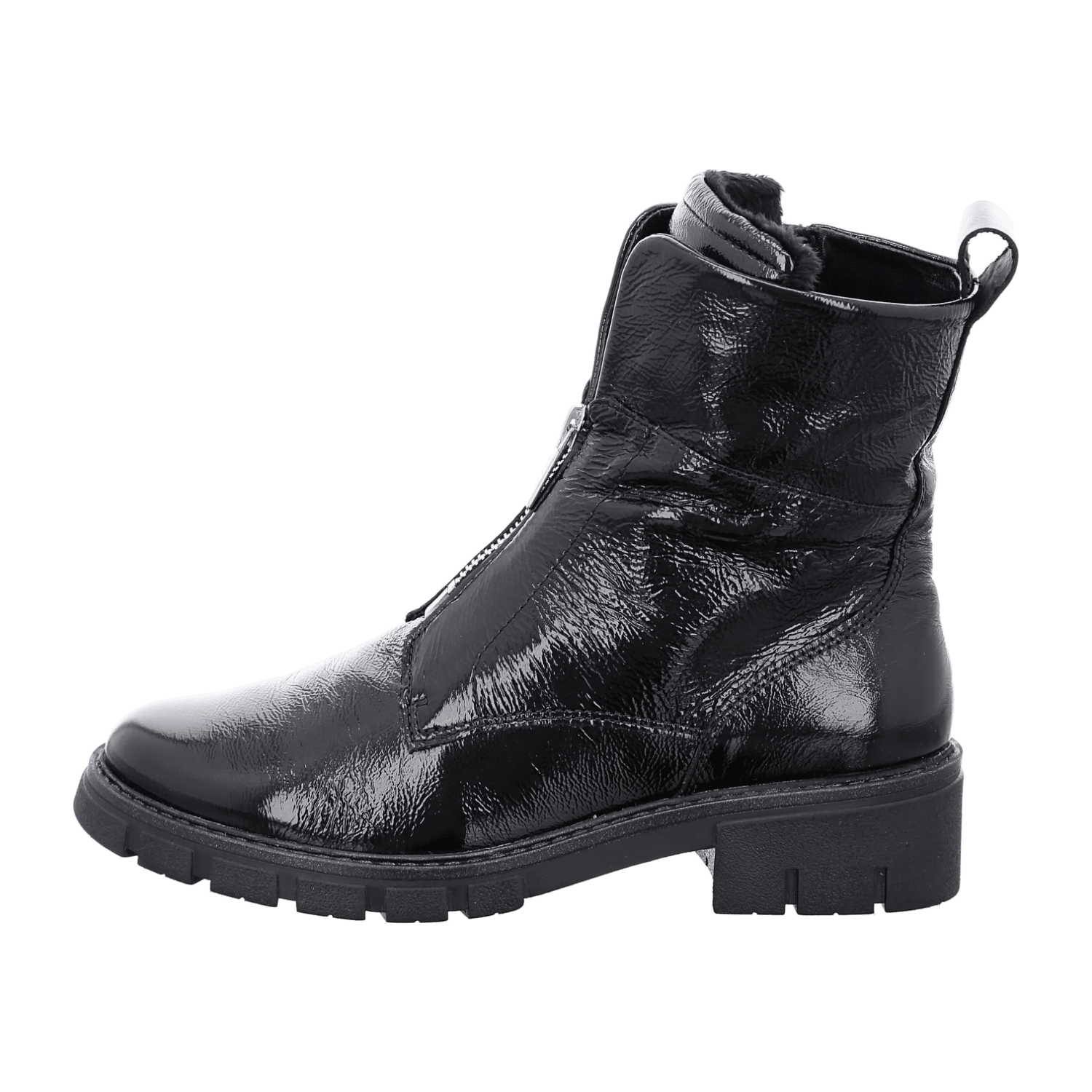 ARA DOVER DOVER Women's Boots Classic Black Patent Leather Zip-Up Boots with Warm Fleece Lining