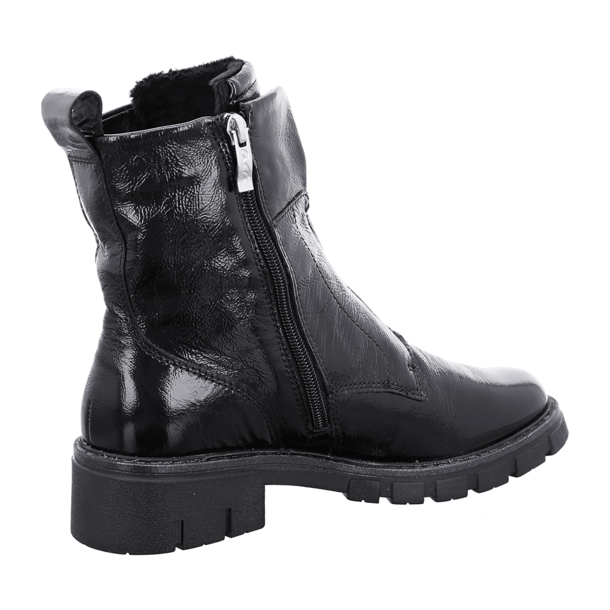 ARA DOVER DOVER Women's Boots Classic Black Patent Leather Zip-Up Boots with Warm Fleece Lining