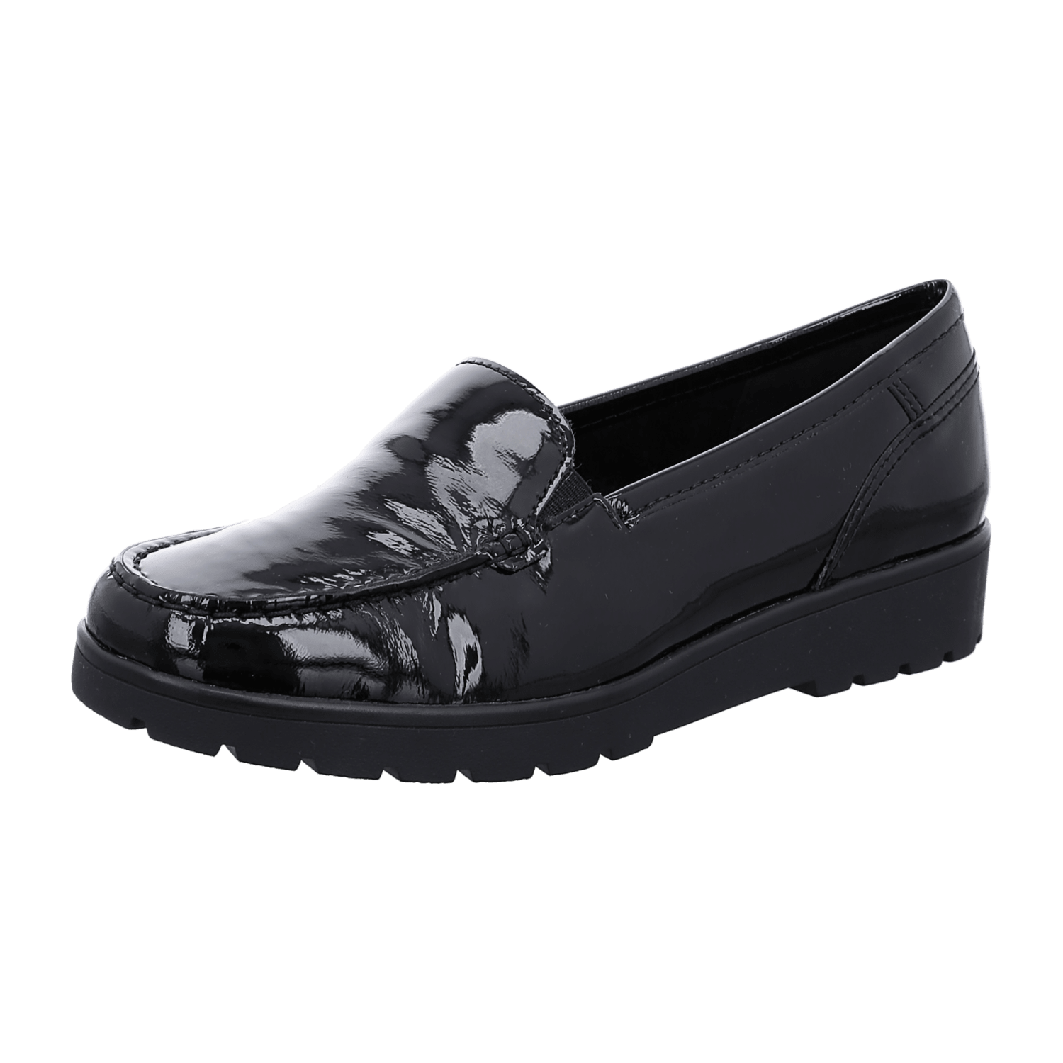 ARA DALLAS Women's Moccasin Suede Black Pull-On Round Toe Textile Lining Synthetic Rubber Sole