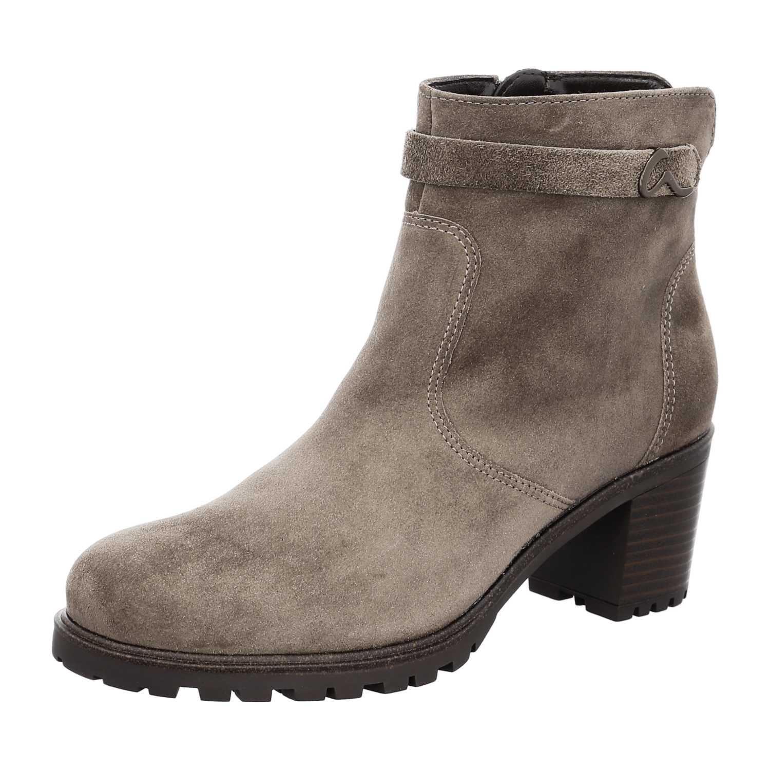 ARA MANTOVA Women's Ankle Boots in Grey, Full-Grain Leather with Zipper and Warm Lining, Classic Round Toe