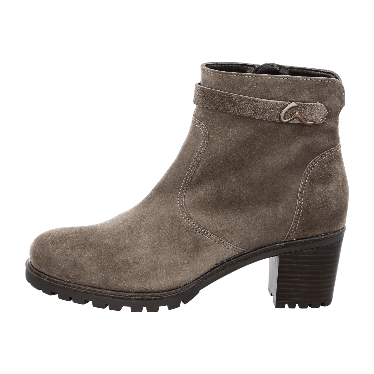 ARA MANTOVA Women's Ankle Boots in Grey, Full-Grain Leather with Zipper and Warm Lining, Classic Round Toe
