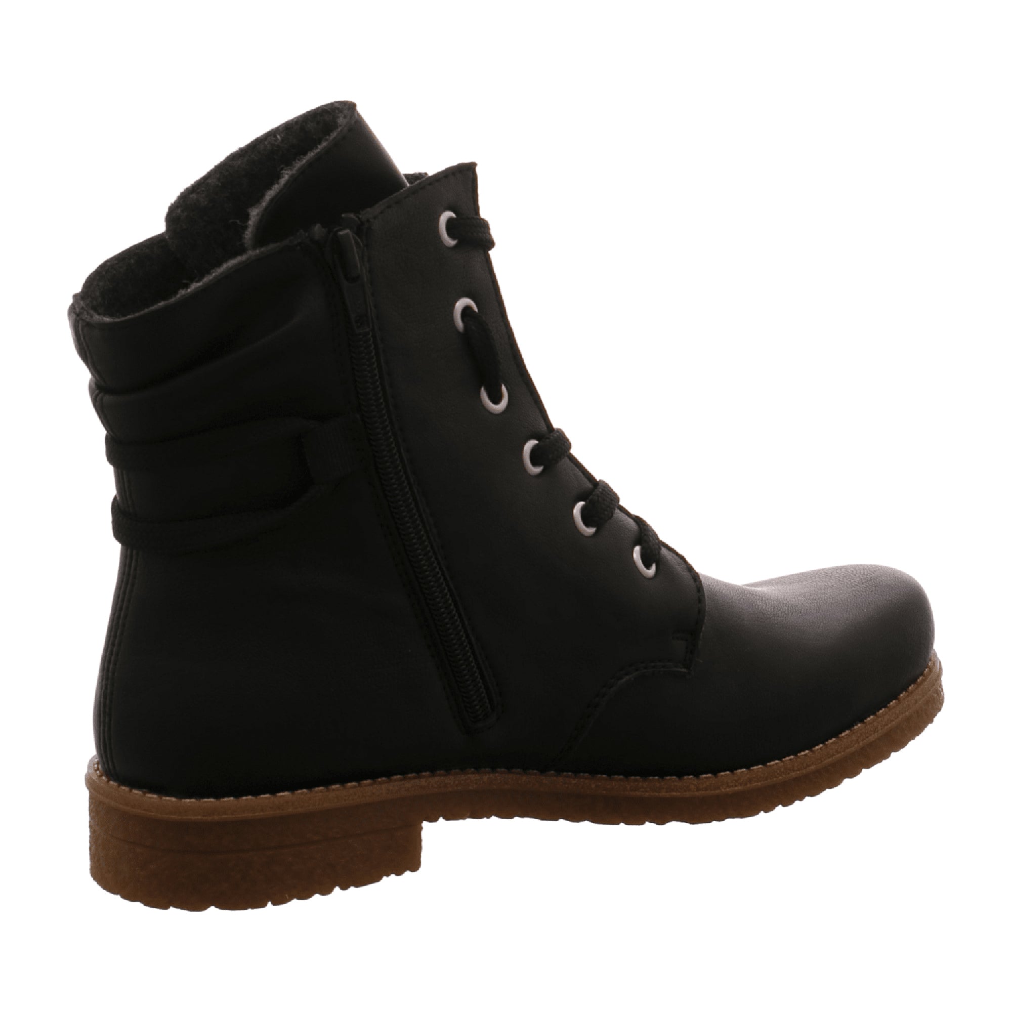 Rieker Women's Black Lace-Up Ankle Boots with Warm Lining Comfortable Casual Shoes