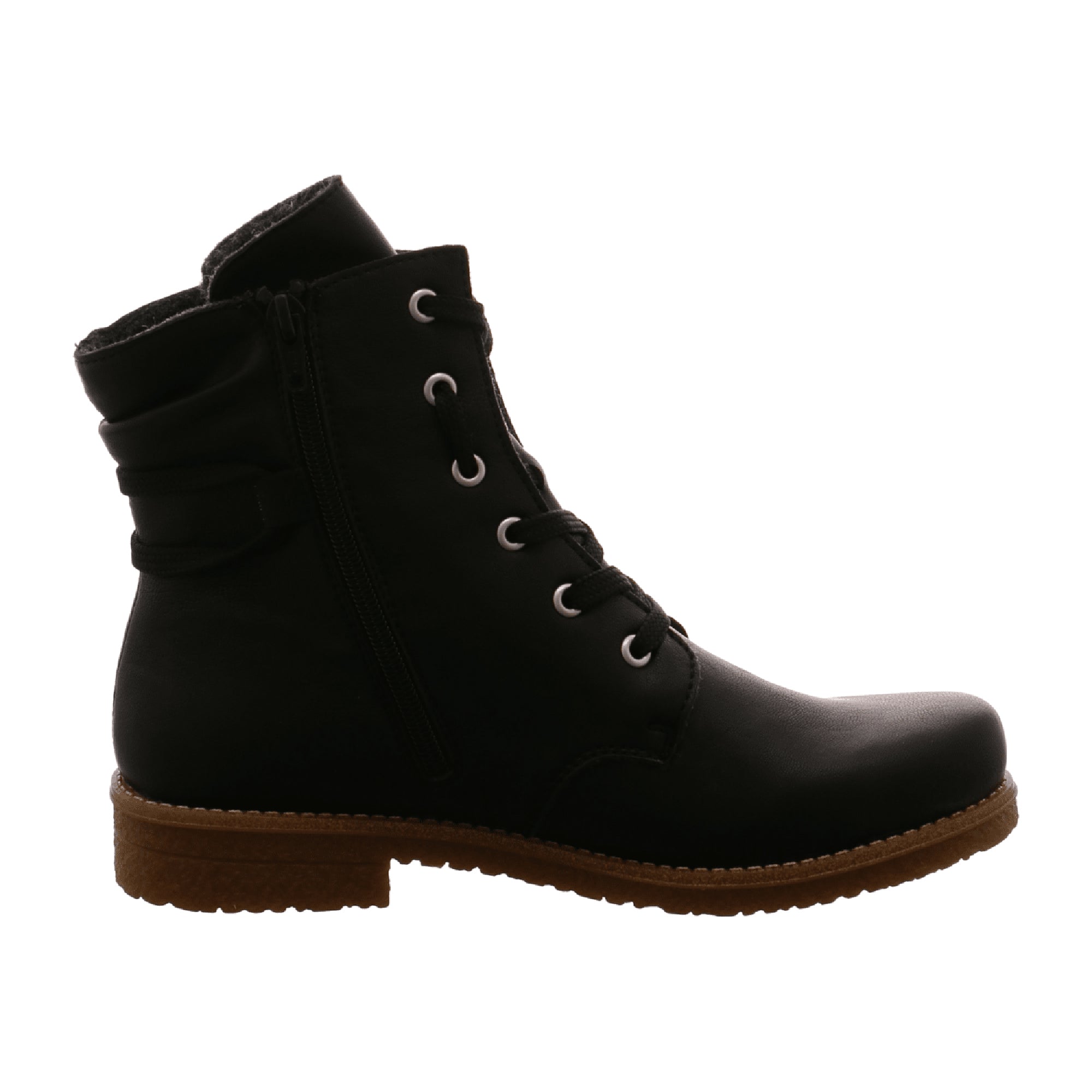 Rieker Women's Black Lace-Up Ankle Boots with Warm Lining Comfortable Casual Shoes