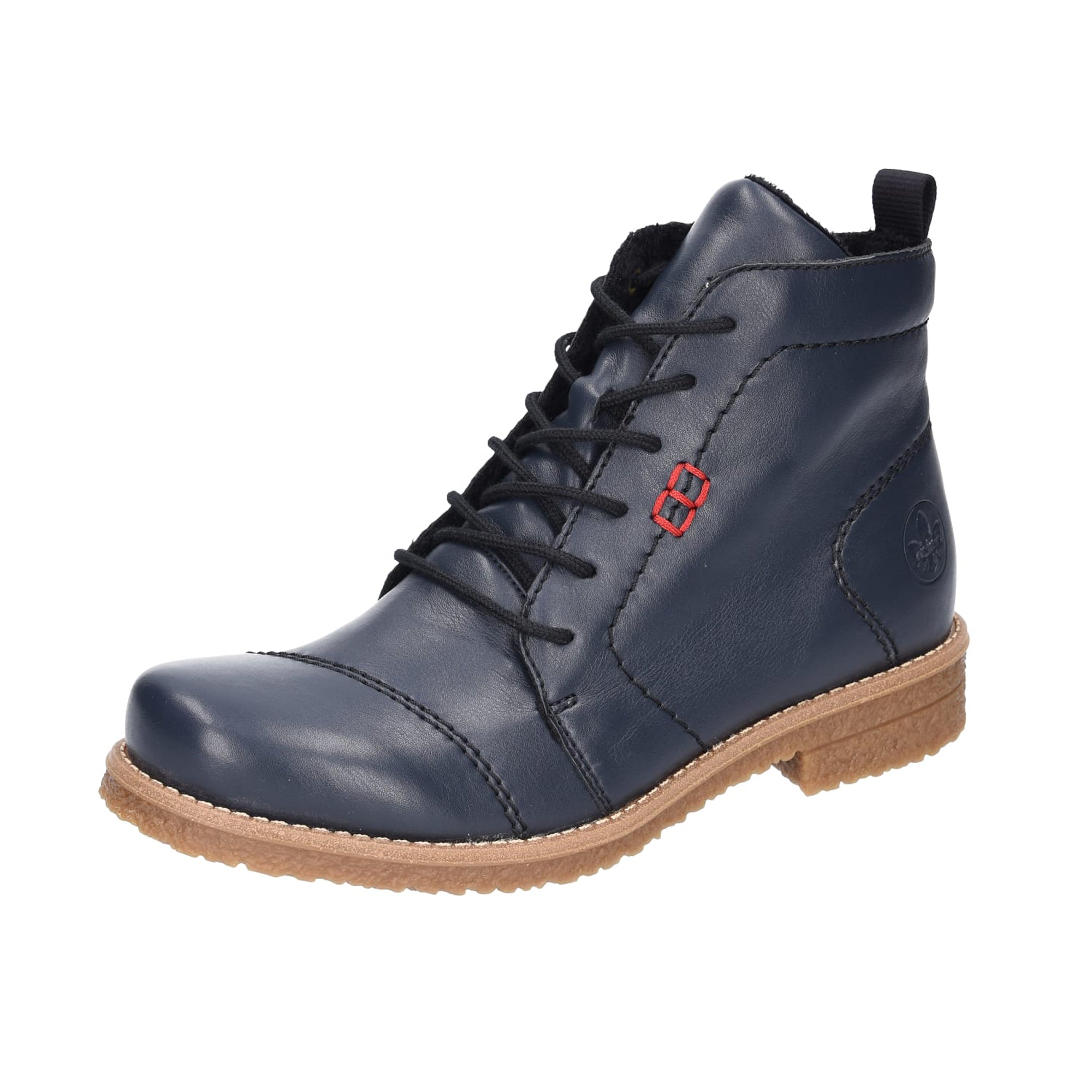 Rieker Women's Blue Lace-Up Ankle Boots with Warm Lining and Comfortable Fit