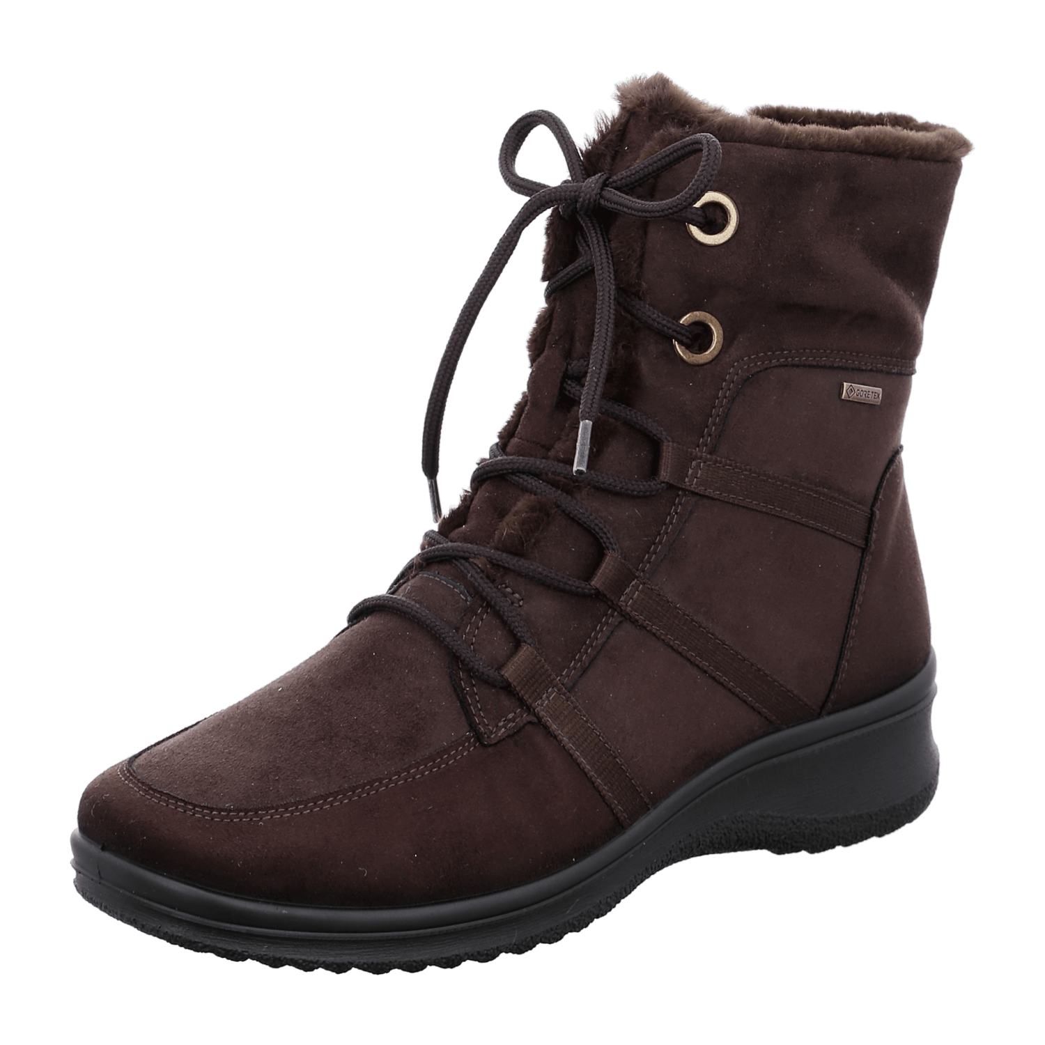 ARA Women's Boots Brown Synthetic Snow Boots with Zipper Round Toe