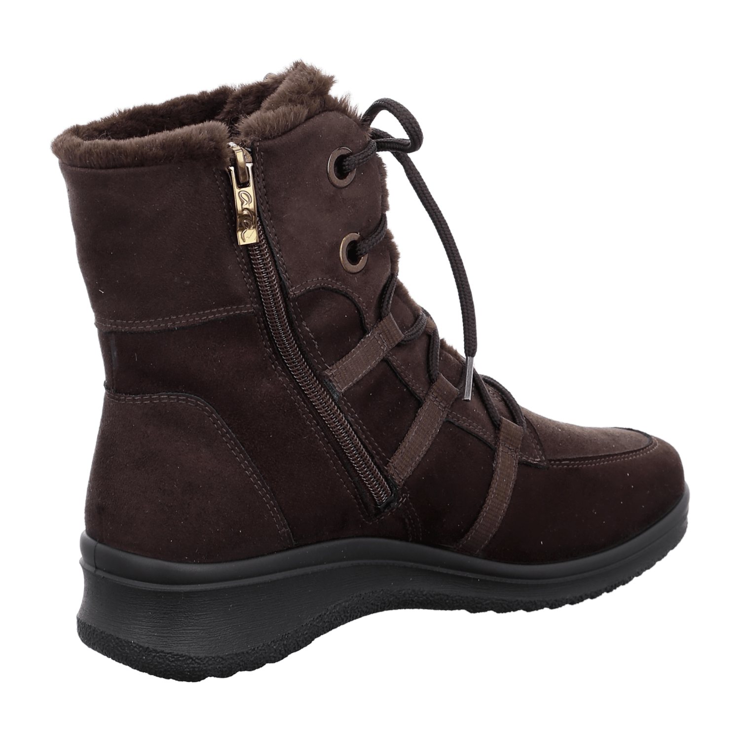 ARA Women's Boots Brown Synthetic Snow Boots with Zipper Round Toe
