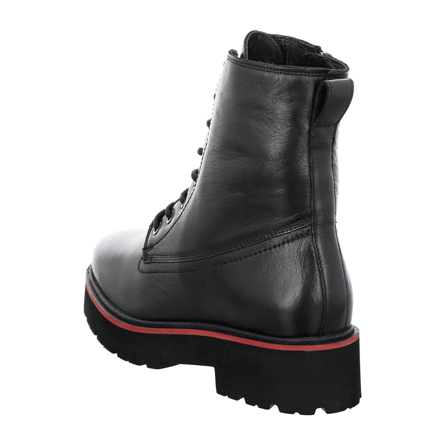 ARA BOLOGNA Women's Derby Boots in Black Smooth Leather with Zipper and Round Toe