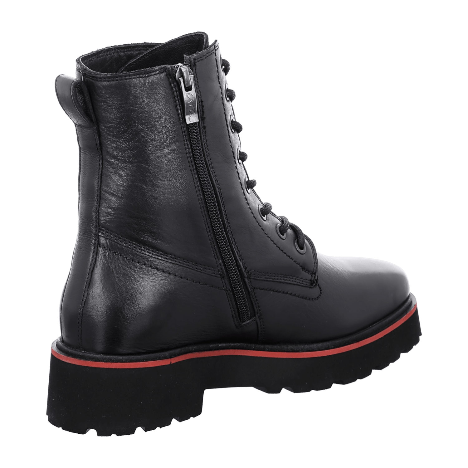 ARA BOLOGNA Women's Derby Boots in Black Smooth Leather with Zipper and Round Toe