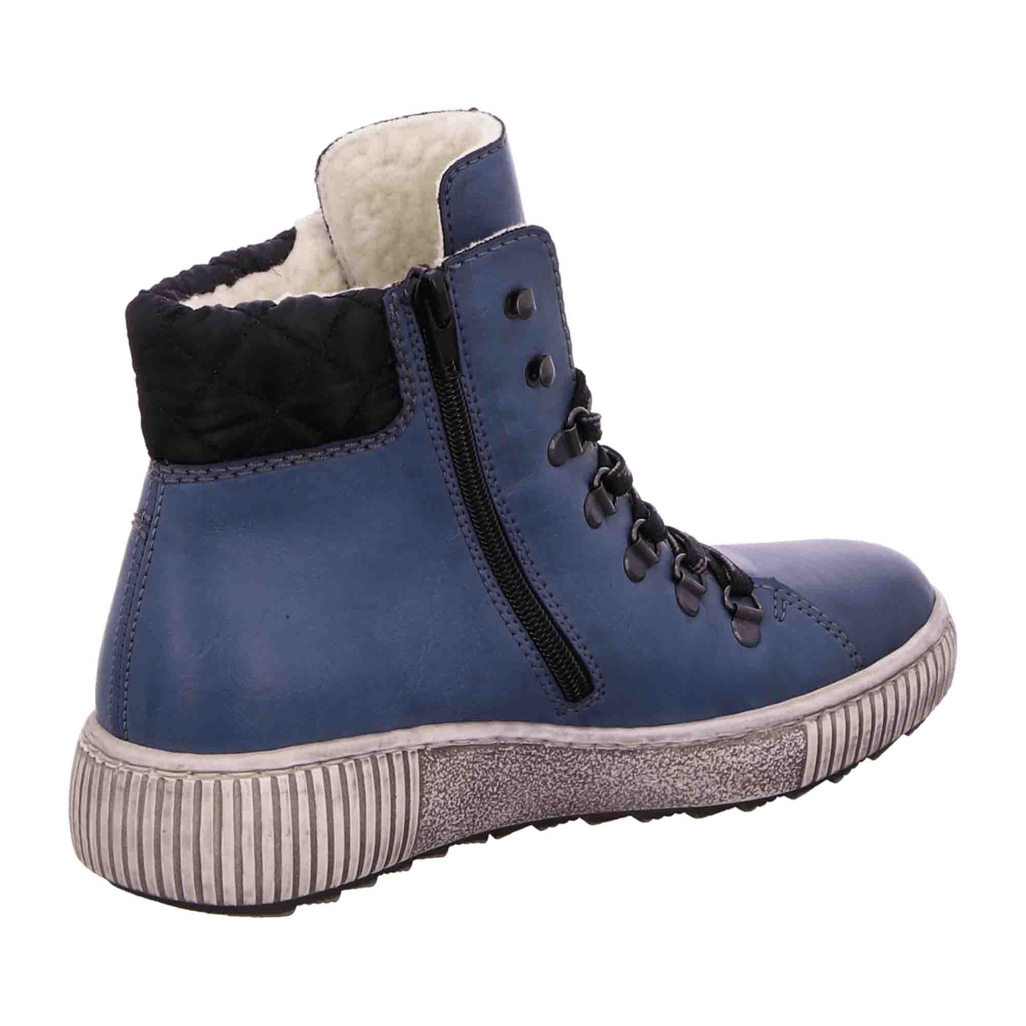 Rieker Women's Blue Boots with Velour Lining Z6639-14 Fall Winter Warm Footwear
