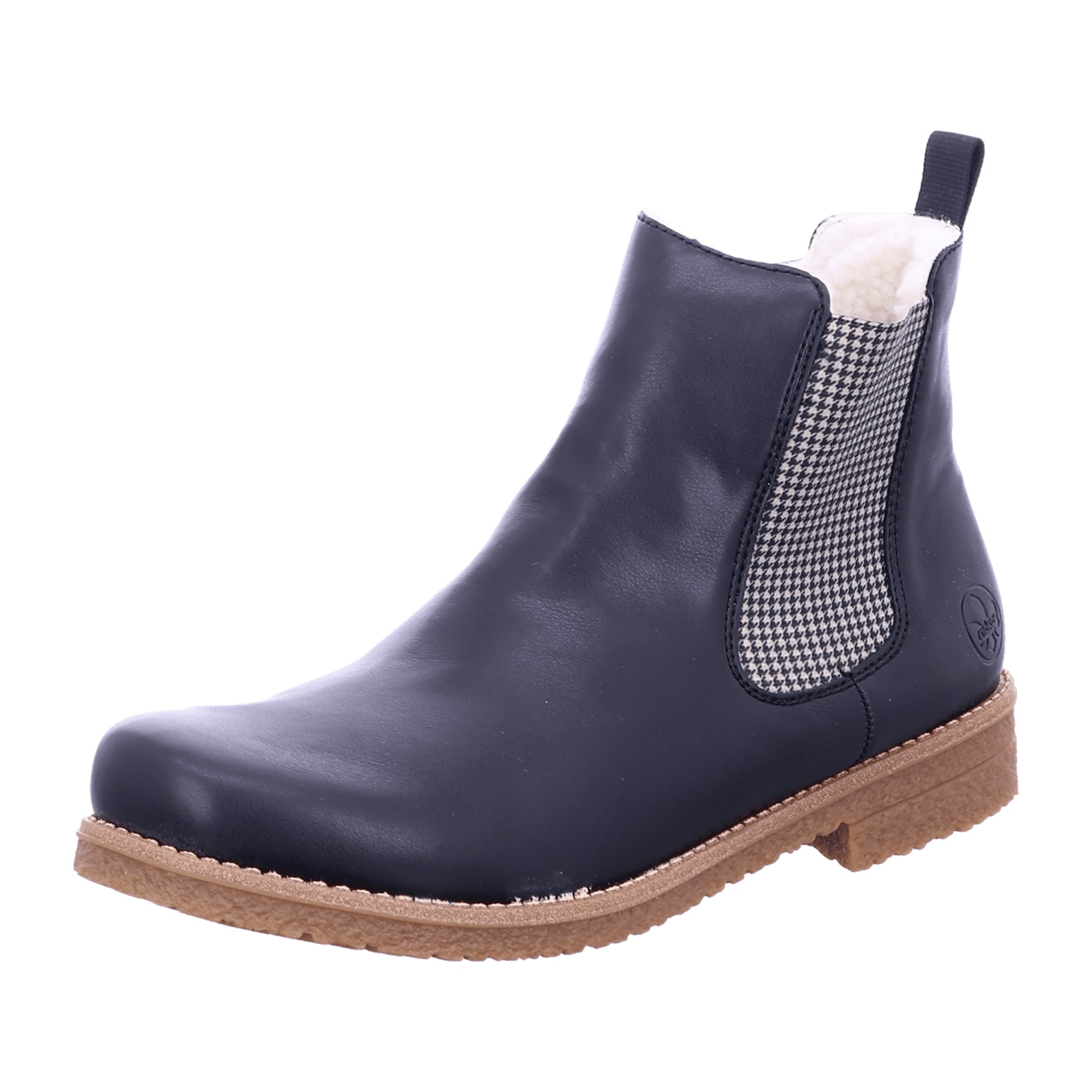 Rieker HWK Women's Black Ankle Boots with Side Zipper and Warm Lining