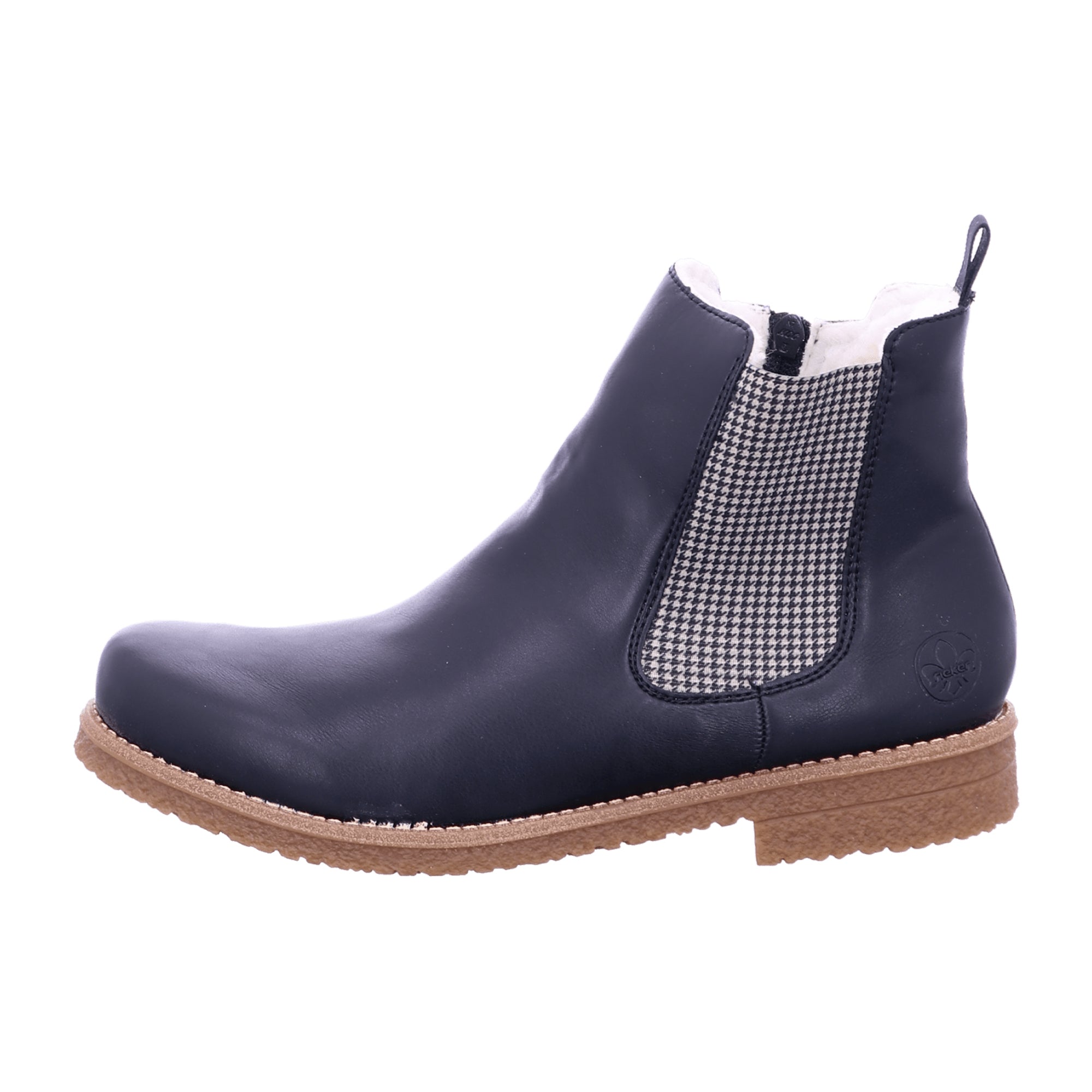 Rieker HWK Women's Black Ankle Boots with Side Zipper and Warm Lining