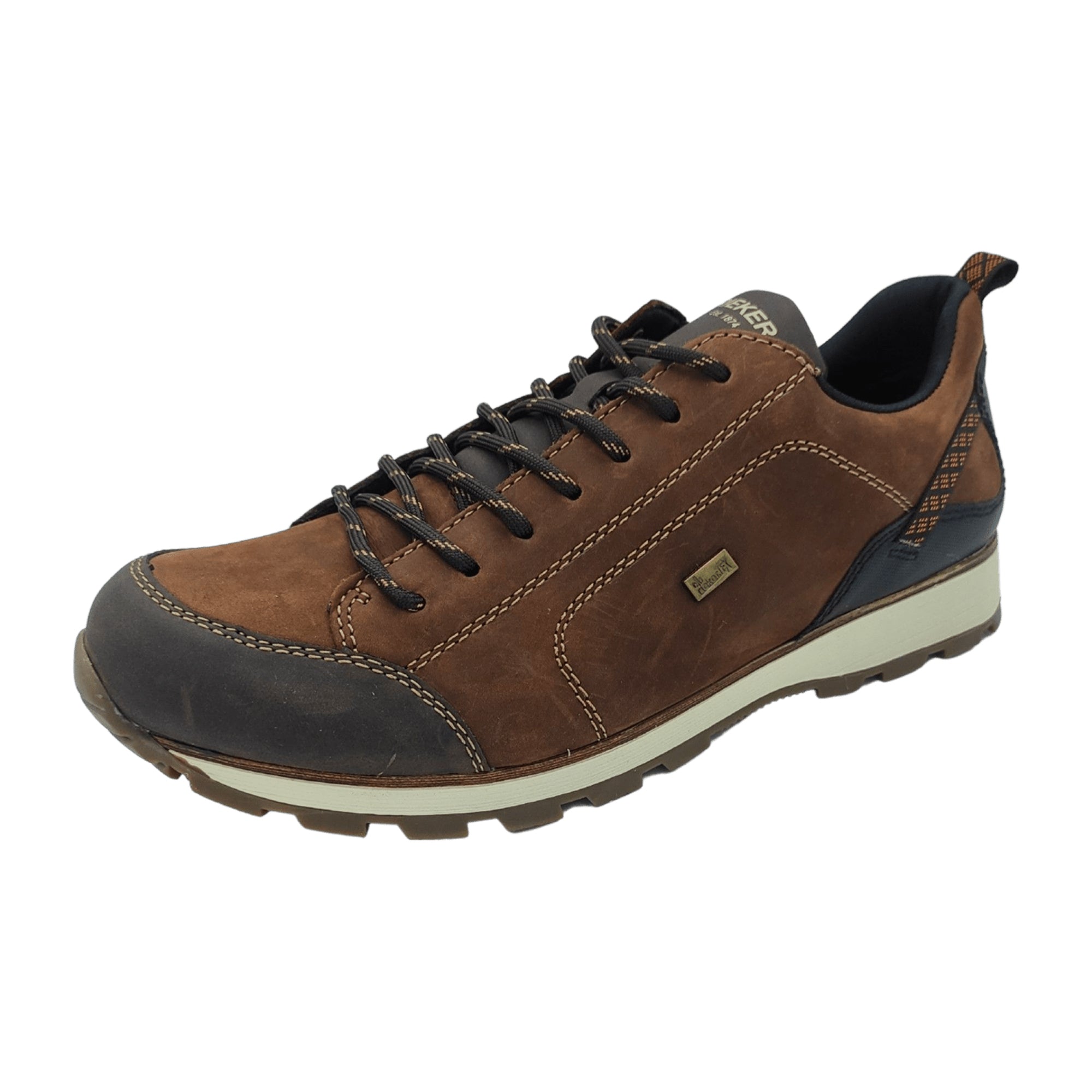 Rieker Men's Brown Lace-Up Shoes Genuine Leather Comfortable Casual Sneakers