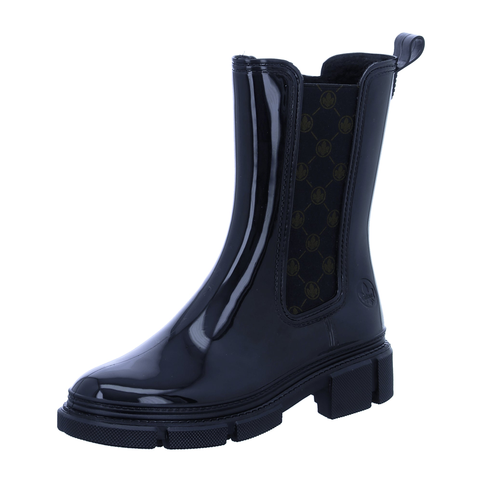 Rieker Women's Black Boots with Block Heel Round Toe Winter Synthetic Warm Lined