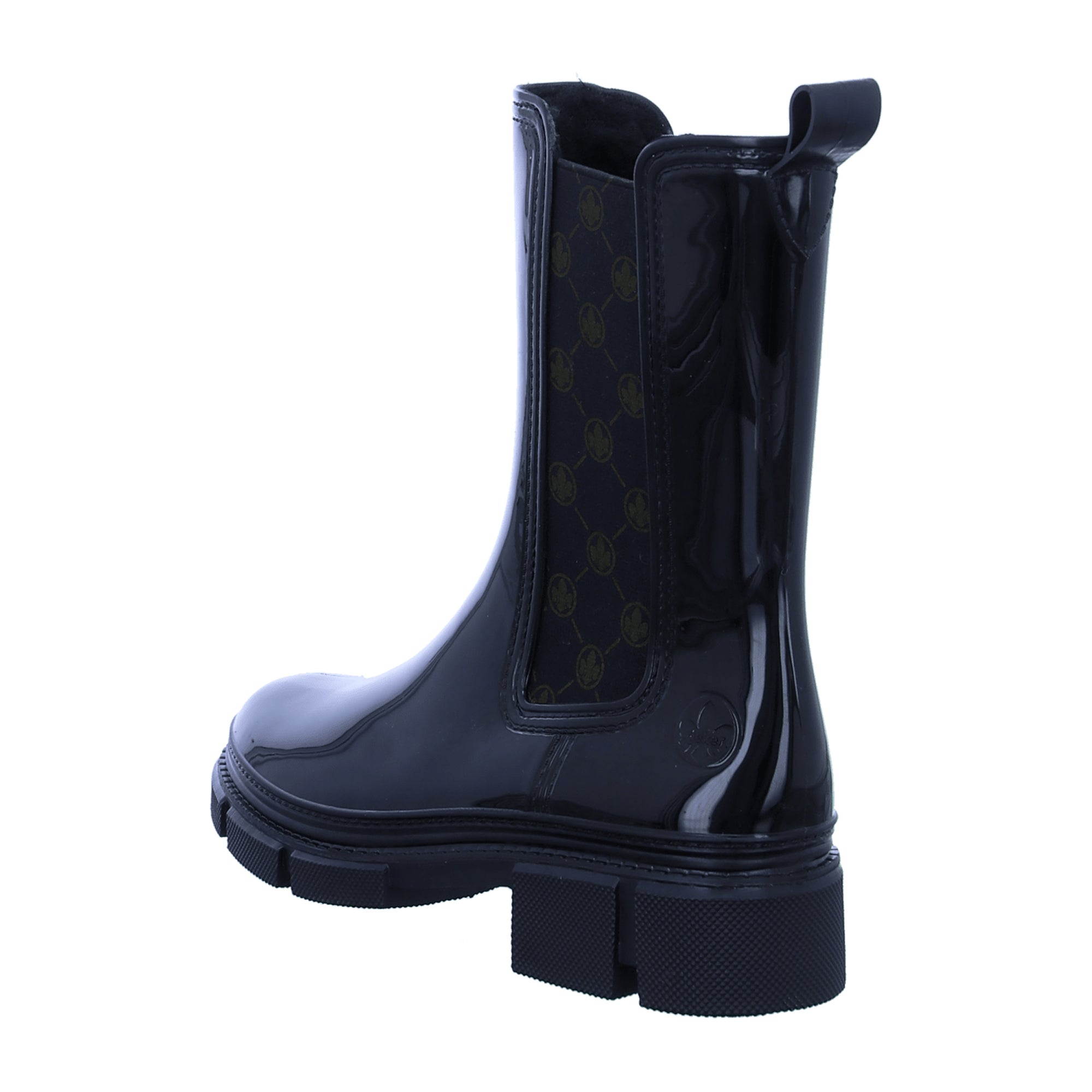 Rieker Women's Black Boots with Block Heel Round Toe Winter Synthetic Warm Lined