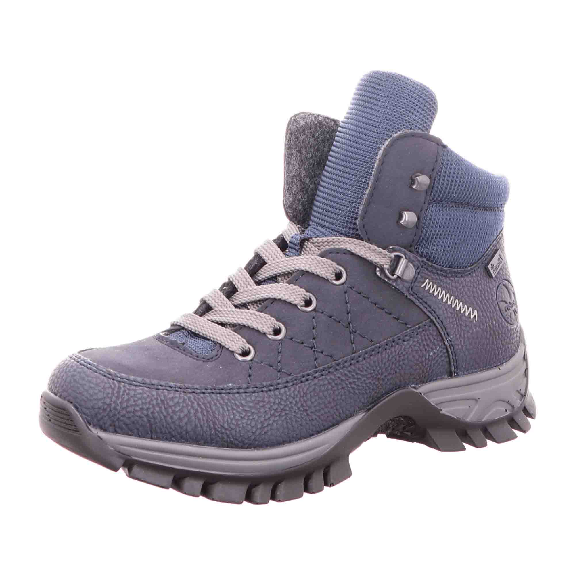 Rieker Women's Blue Lace-Up Ankle Boots with Warm Lining and Rieker Tex Membrane