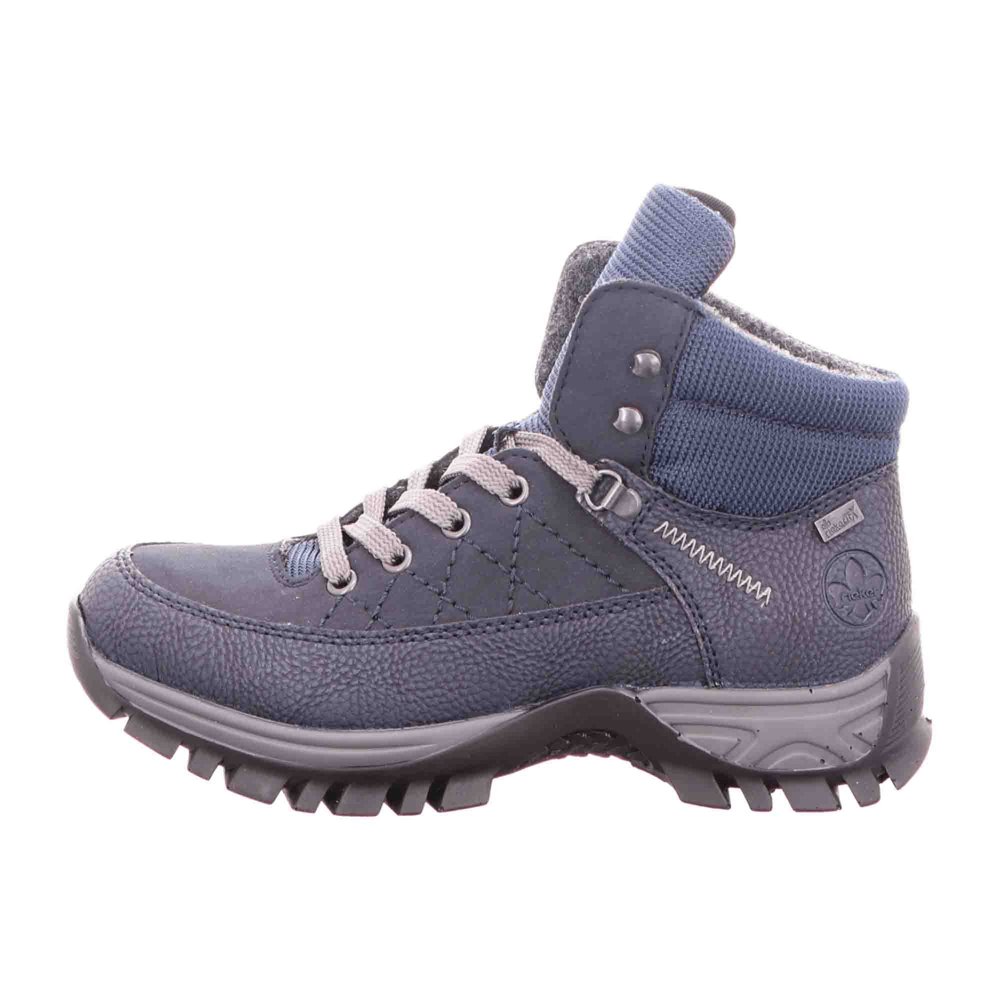 Rieker Women's Blue Lace-Up Ankle Boots with Warm Lining and Rieker Tex Membrane