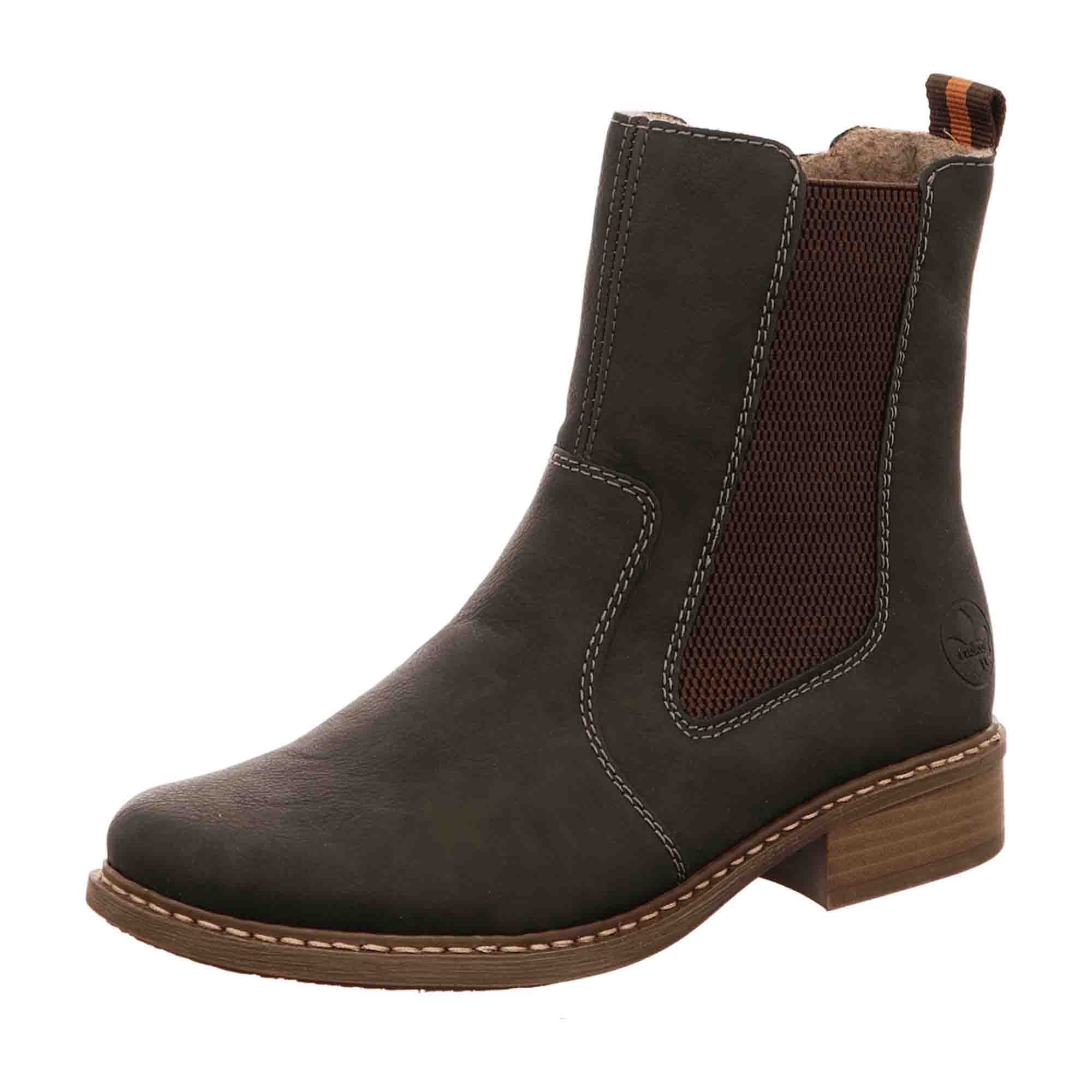 Rieker Women's Olive Zip Ankle Boots, Warm Lined, Faux Leather, Block Heel