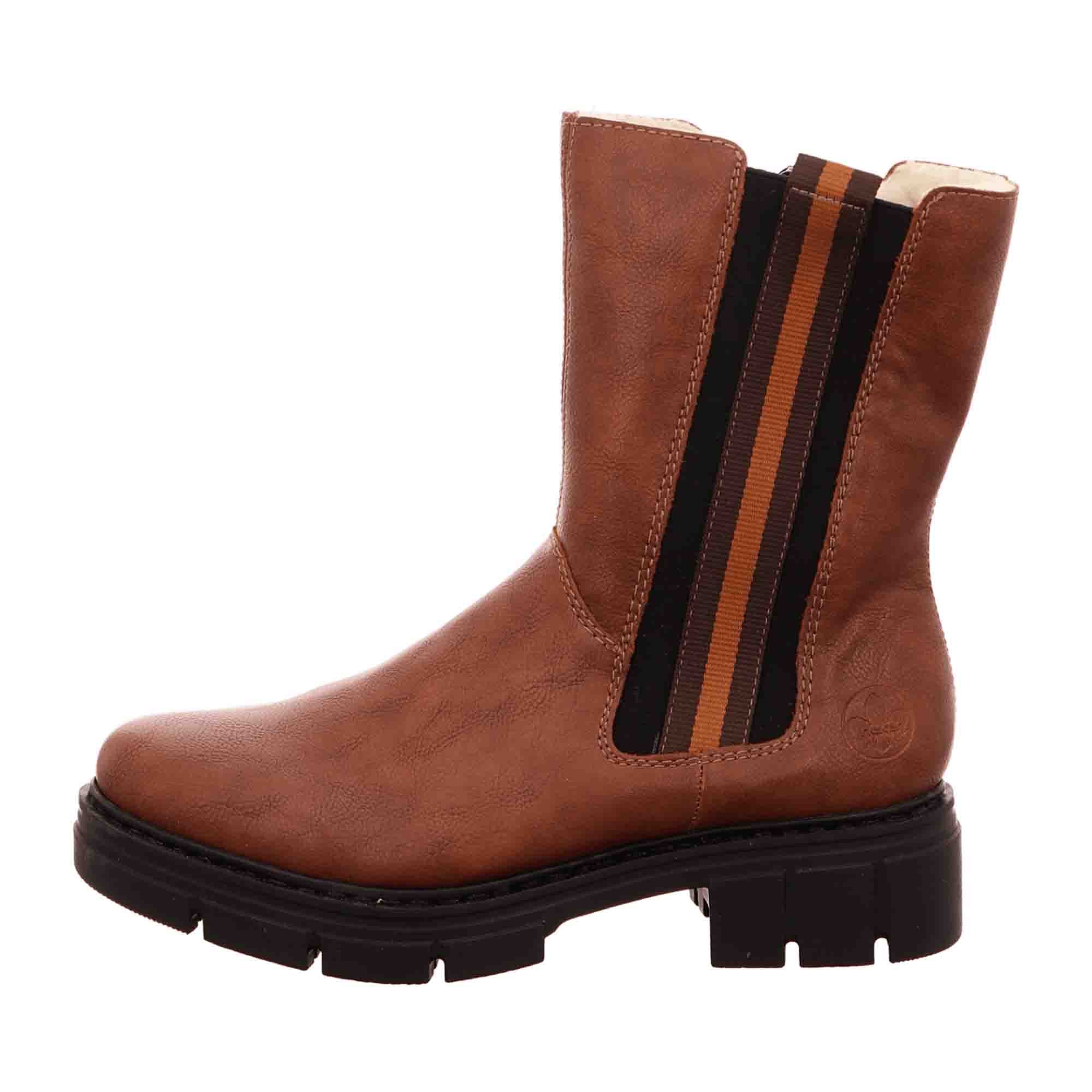 Rieker Women's Brown Zip-Up Ankle Boots with Warm Lining for Fall/Winter