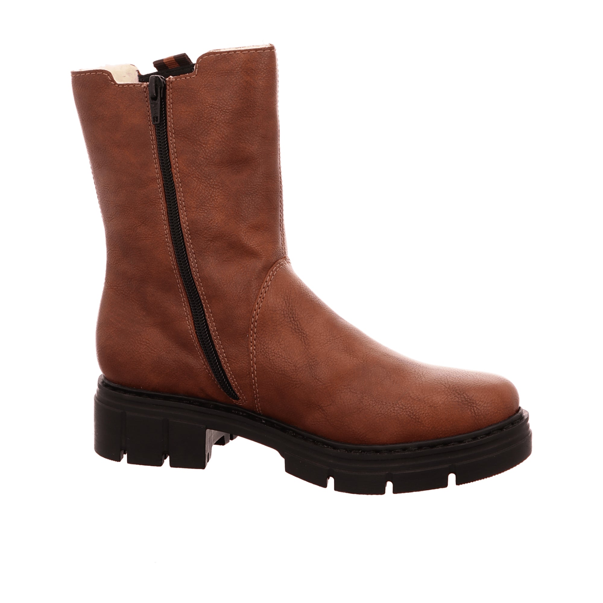Rieker Women's Brown Zip-Up Ankle Boots with Warm Lining for Fall/Winter