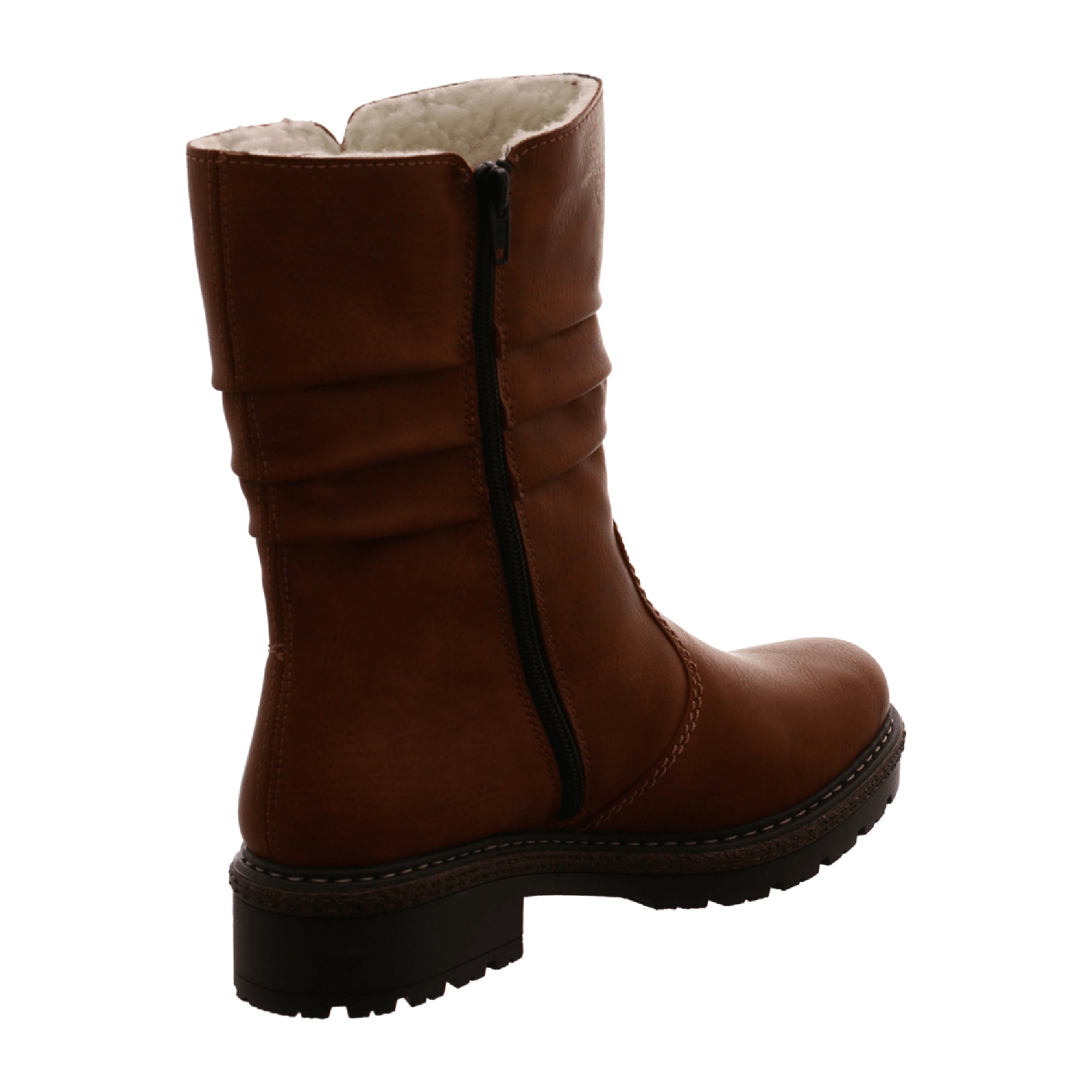 Rieker Women's Brown Ankle Boots with Warm Lining and Side Zipper