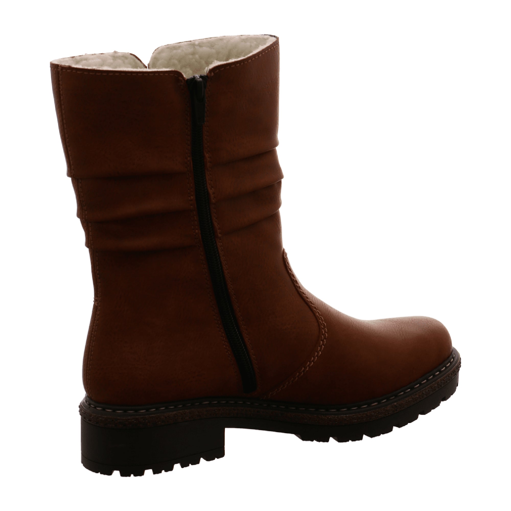 Rieker Women's Brown Ankle Boots with Warm Lining and Side Zipper