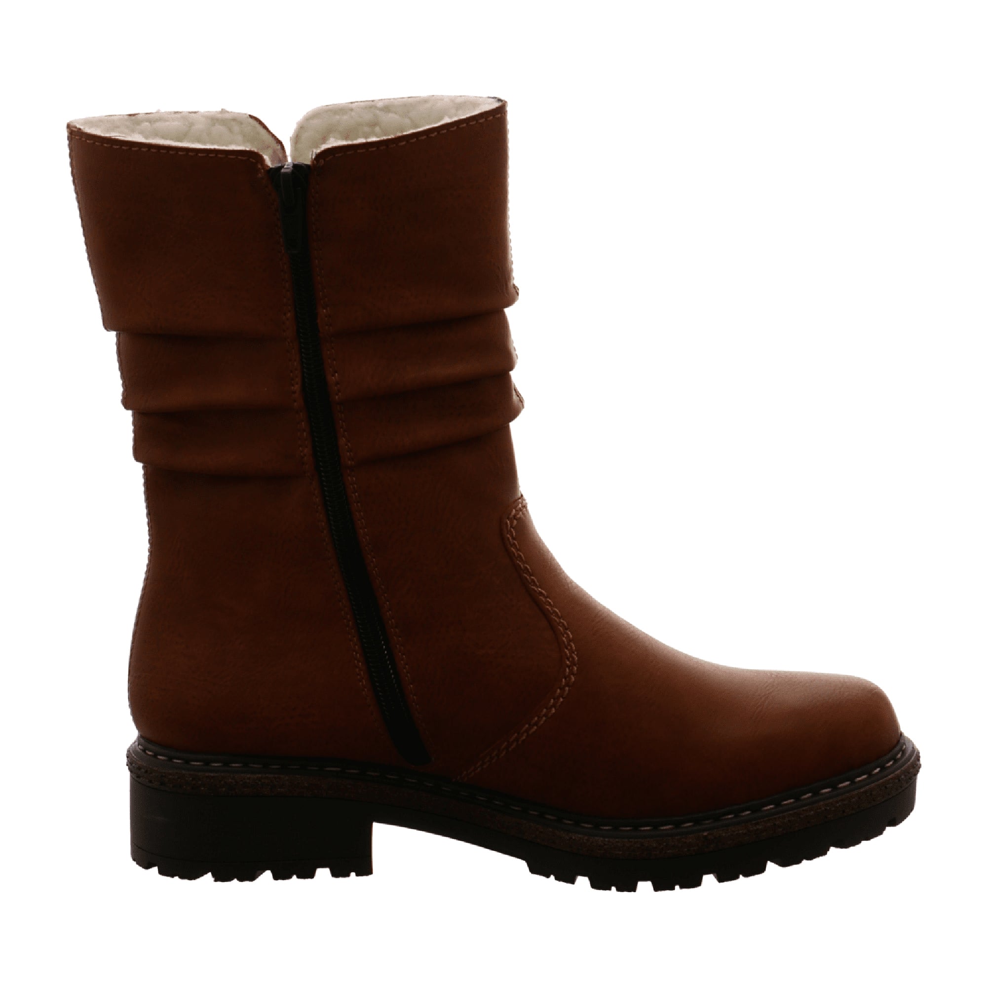 Rieker Women's Brown Ankle Boots with Warm Lining and Side Zipper