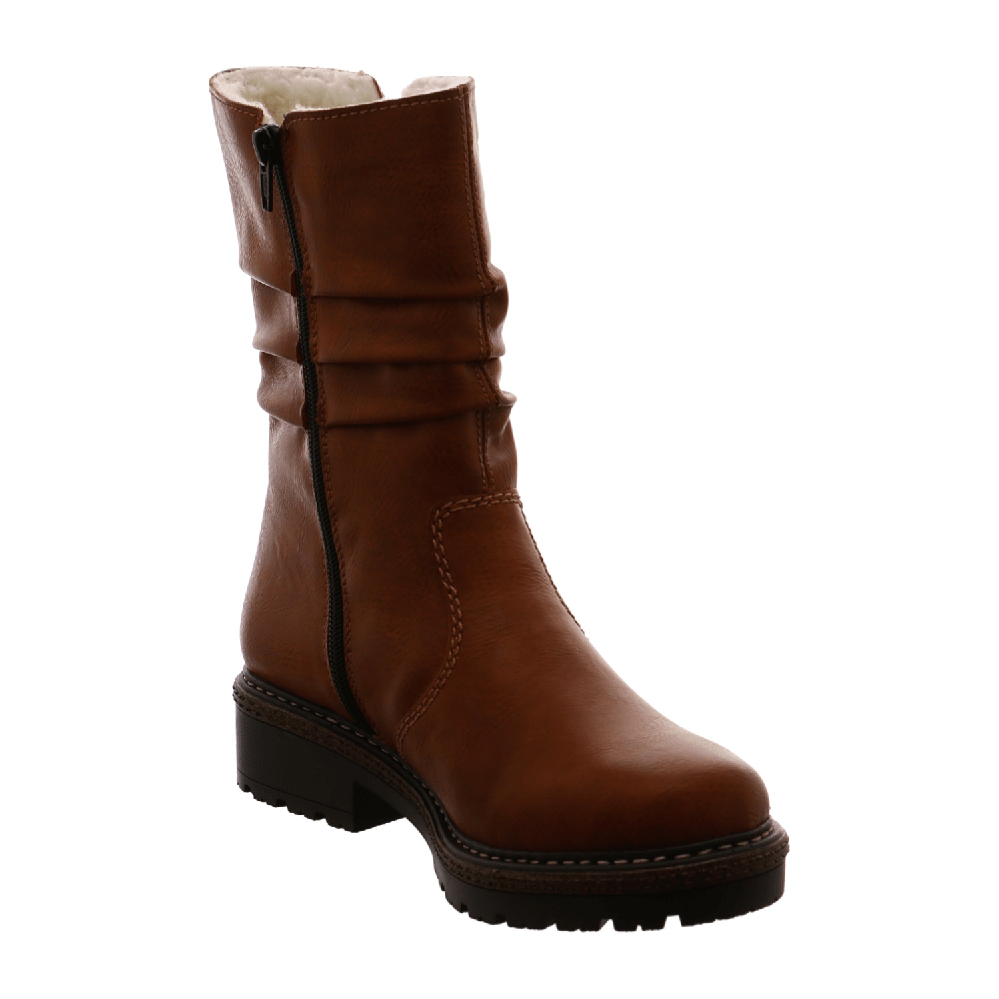 Rieker Women's Brown Ankle Boots with Warm Lining and Side Zipper