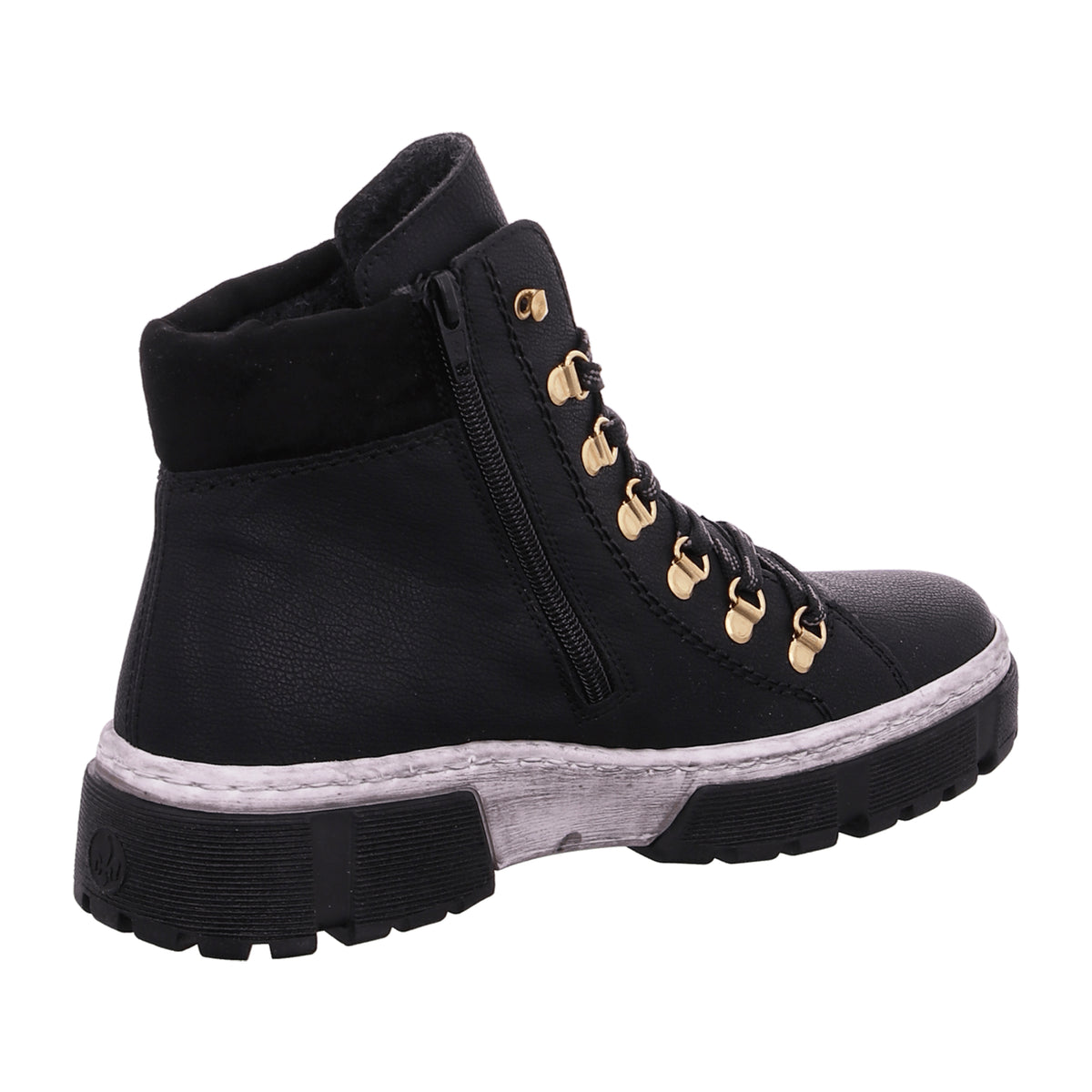 Rieker Women's Black Lace-Up Ankle Boots with Warm Lining and Synthetic Sole
