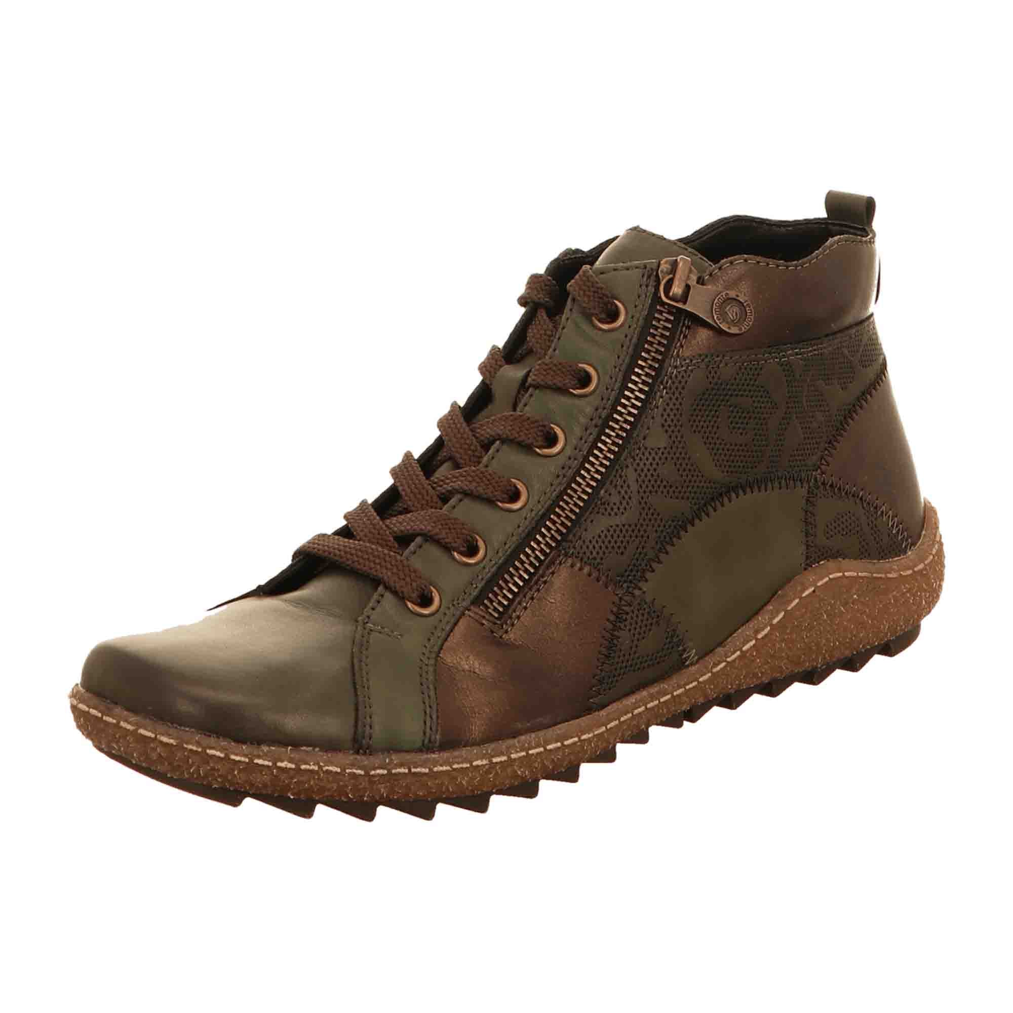 Remonte R4790-54 Women's Green Leather Synthetic Flat Lace-Up Shoes - Bartel-Shop