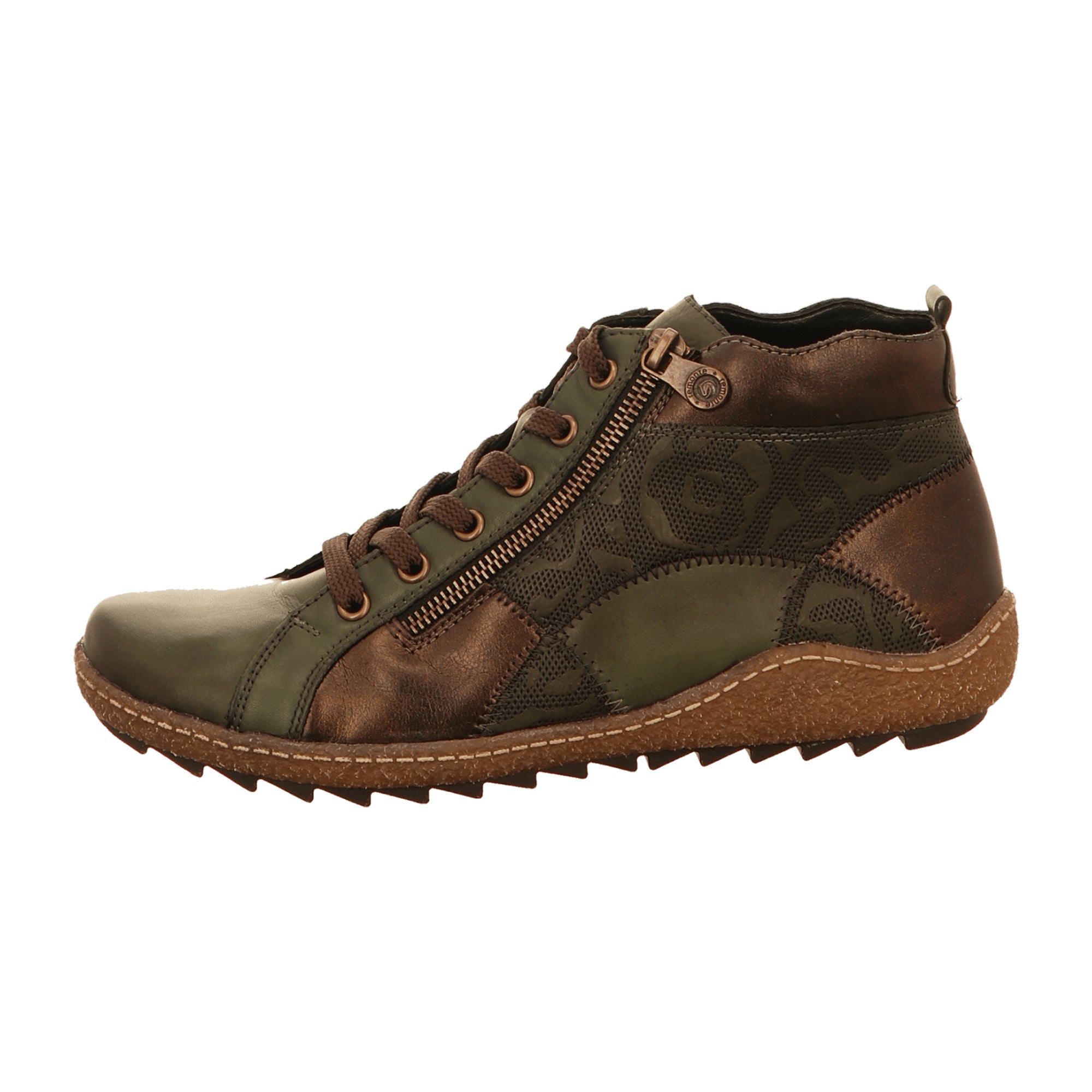 Remonte R4790-54 Women's Green Leather Synthetic Flat Lace-Up Shoes - Bartel-Shop