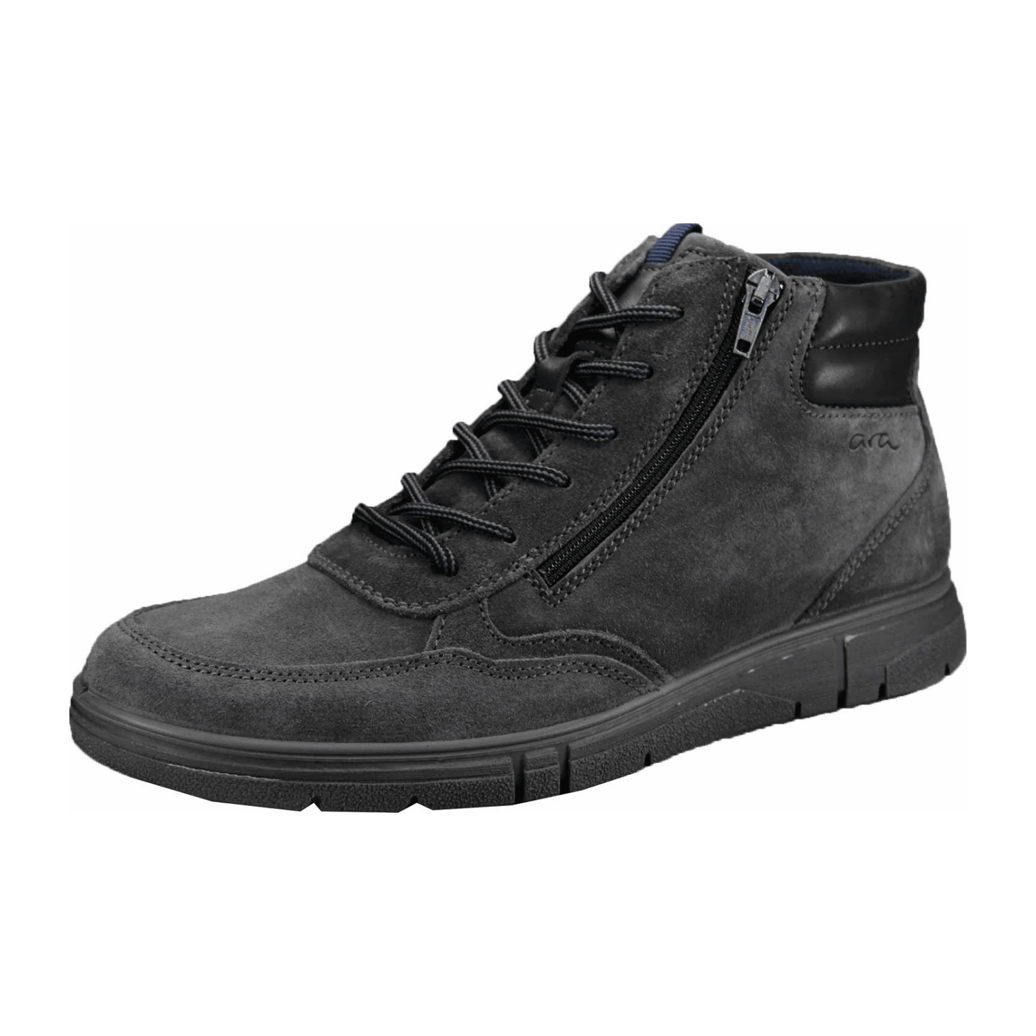 ARA Men's Gray Nubuck Leather Derby Lace-Up Shoes