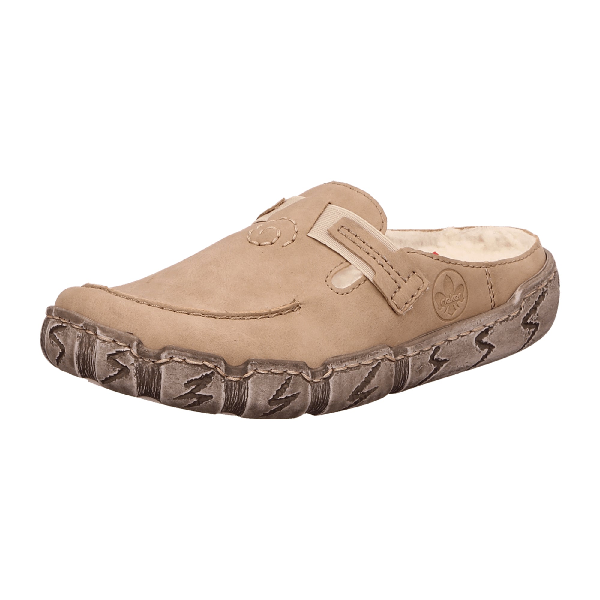 Rieker Beige Women's Slip-On Shoes with Wedge Heel and Warm Lining