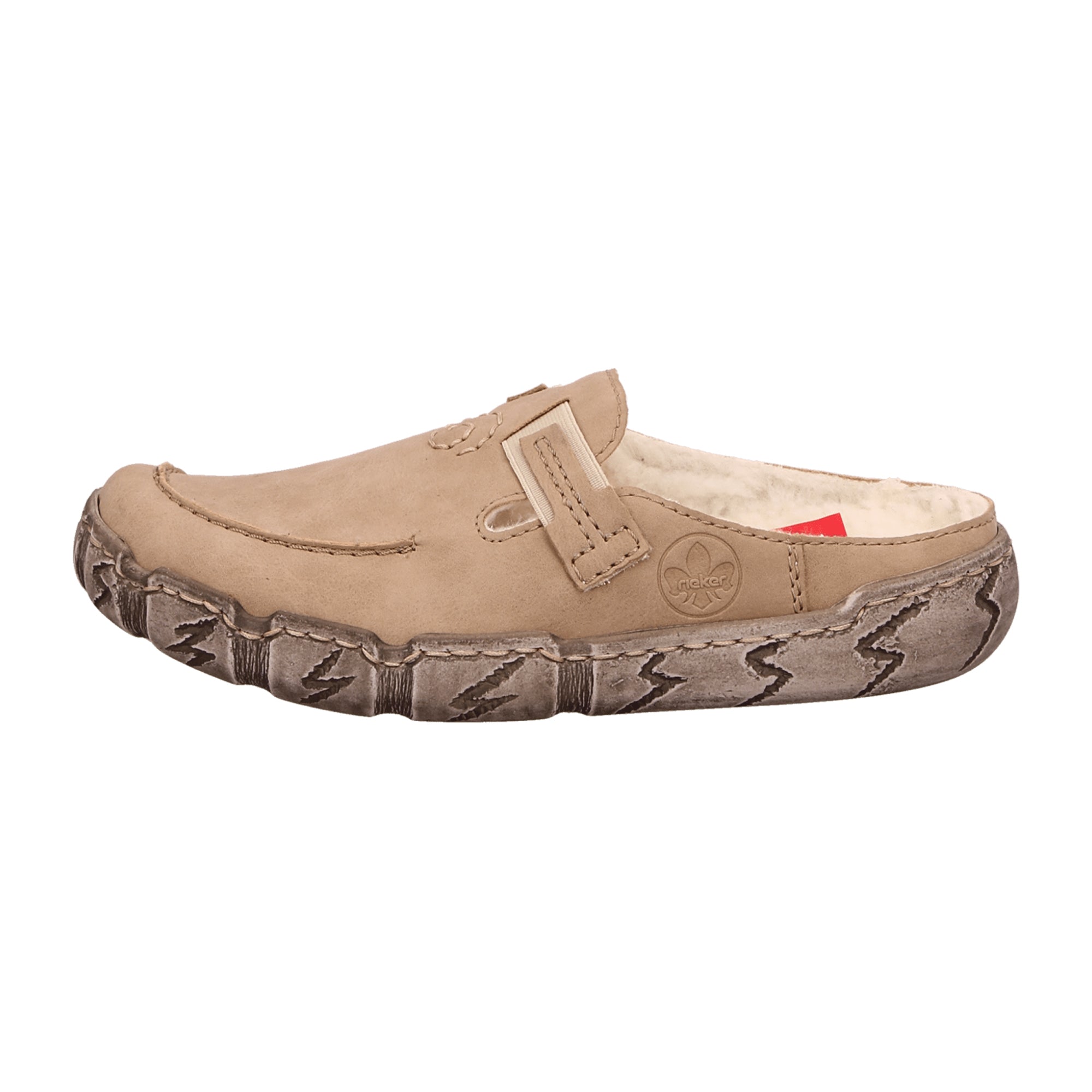Rieker Beige Women's Slip-On Shoes with Wedge Heel and Warm Lining