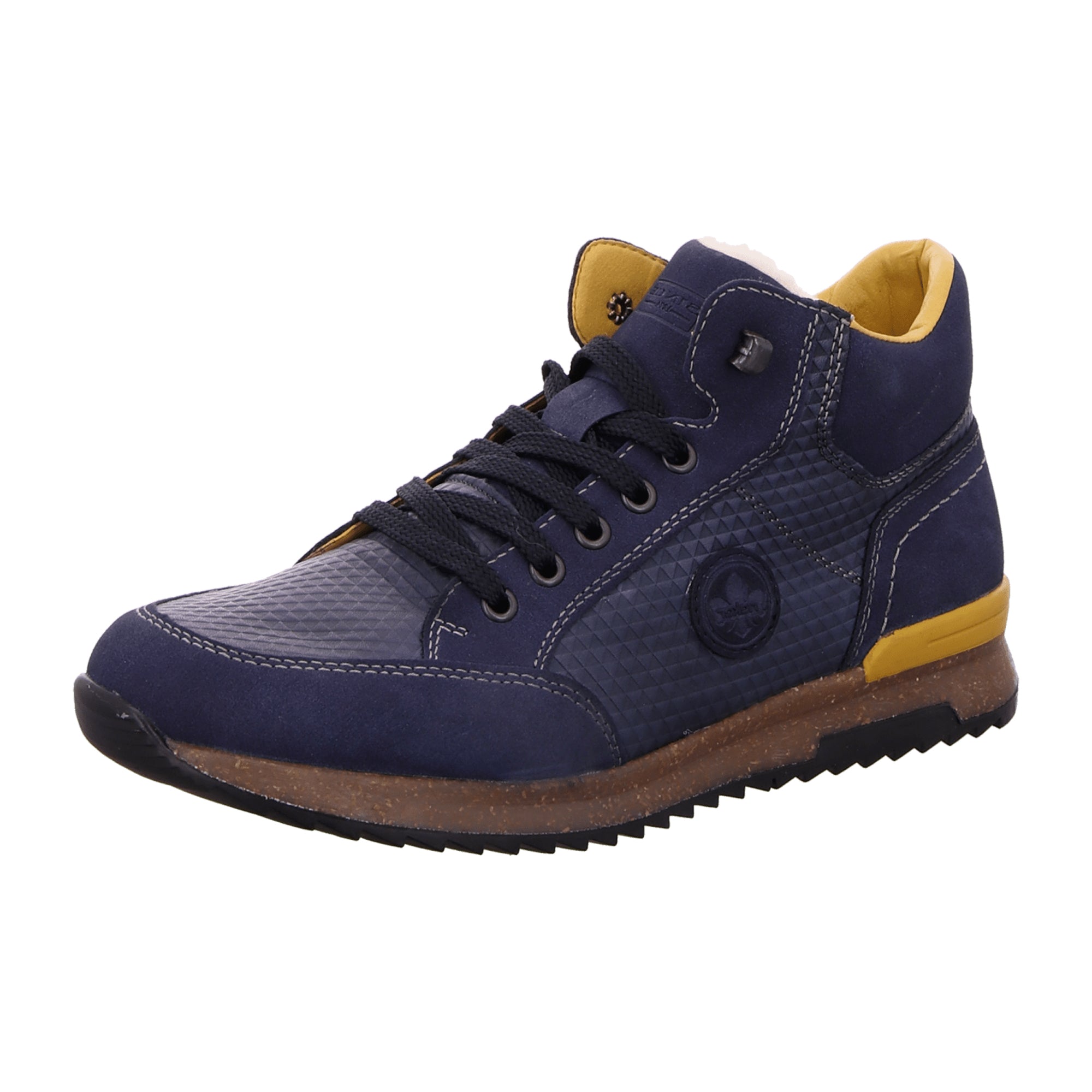 Rieker 3614115 Blue Leather Shoes with Warm Lining and Removable Insole