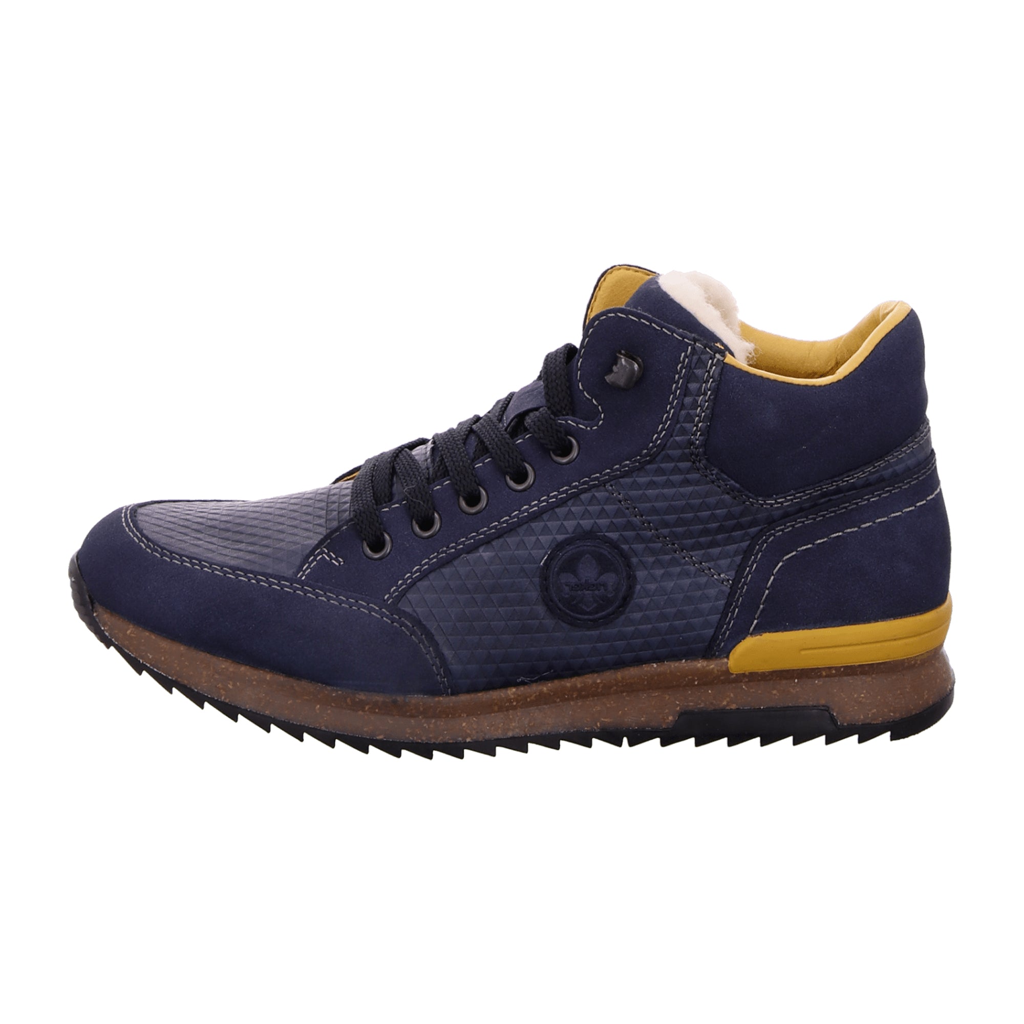 Rieker 3614115 Blue Leather Shoes with Warm Lining and Removable Insole