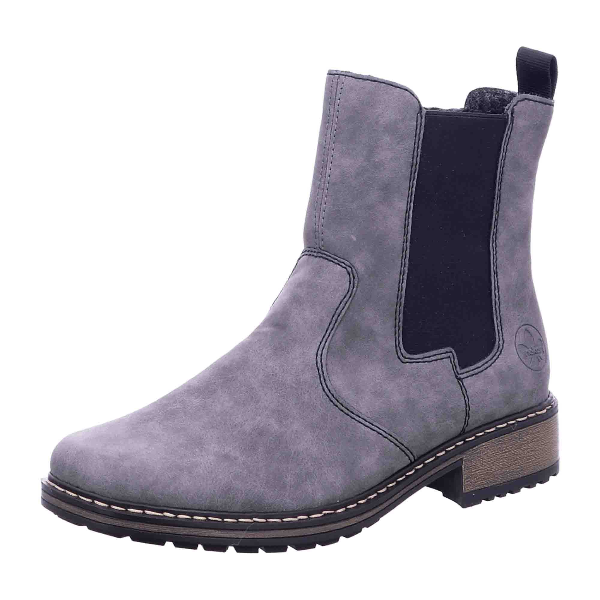 Rieker Grey Chelsea Boots for Women with Velour Lining Mid-Calf Style