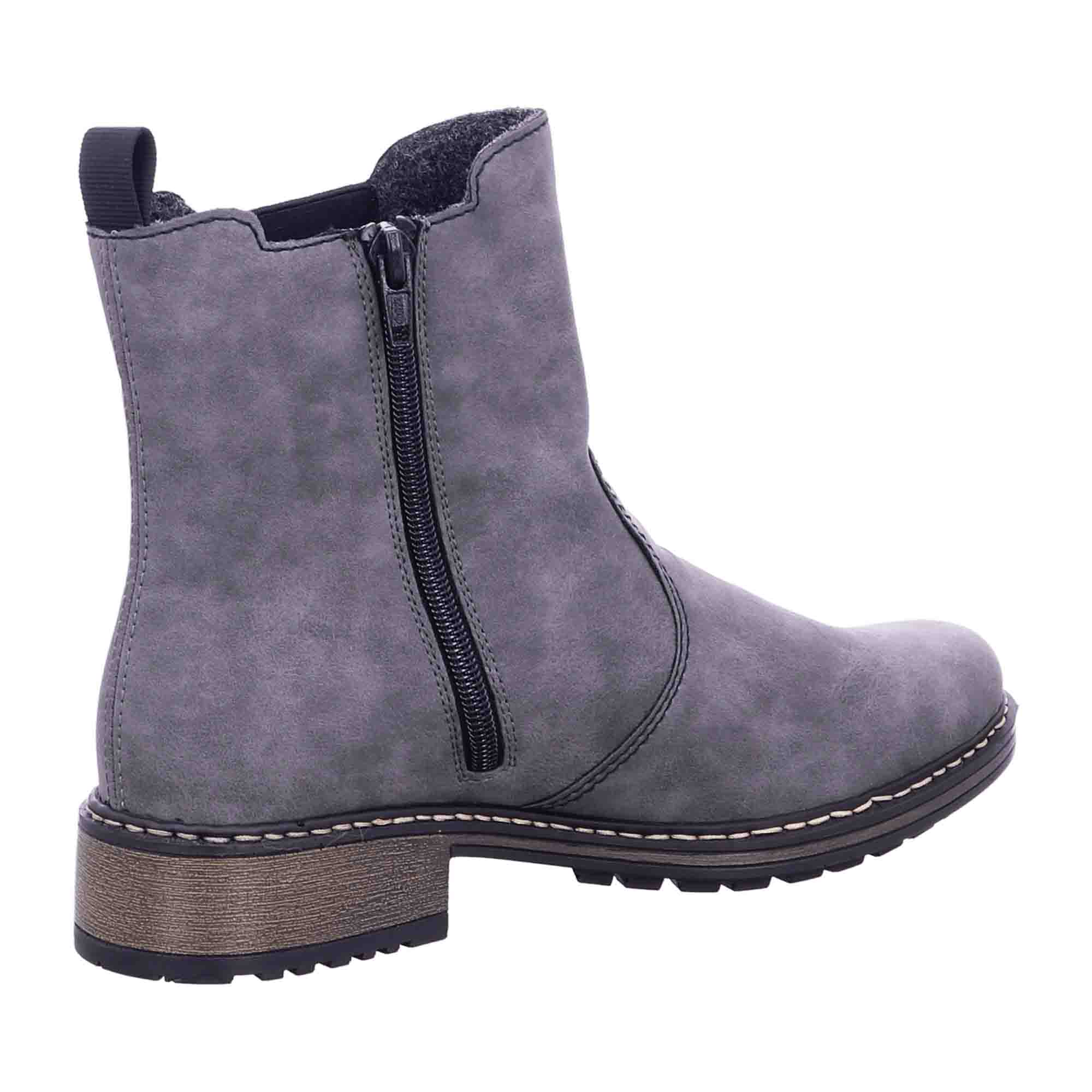 Rieker Grey Chelsea Boots for Women with Velour Lining Mid-Calf Style