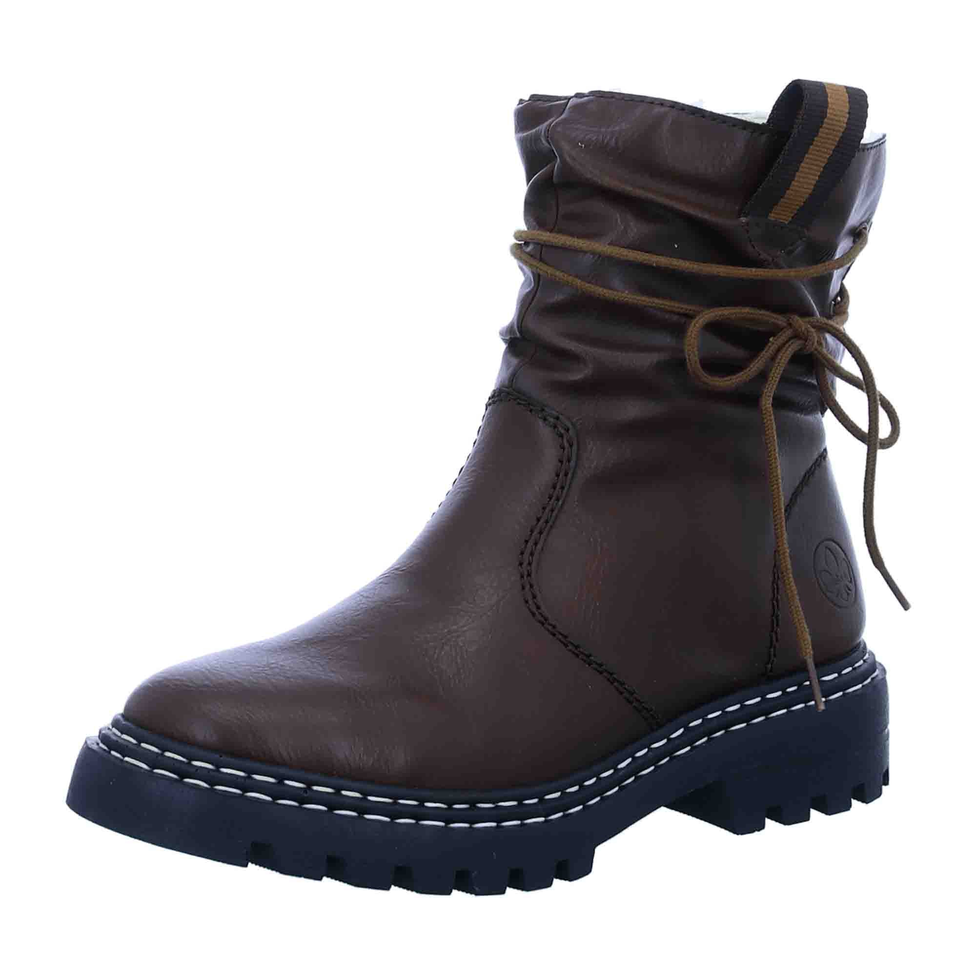 Rieker HWK Women's Brown Boots Flat Heel Zip Fall Winter Warm Lined Normal Width