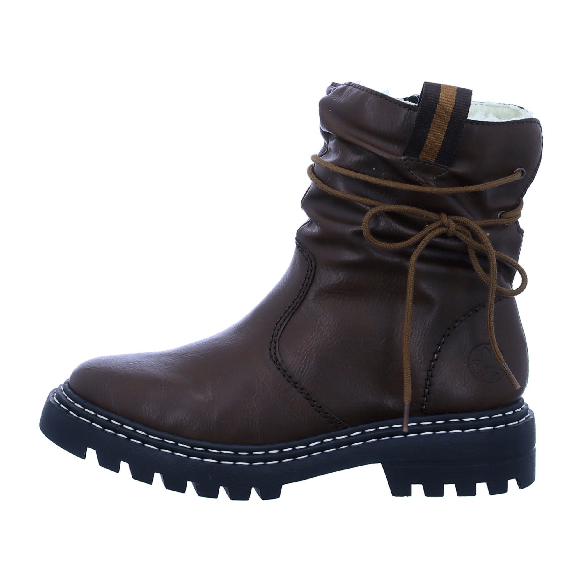 Rieker HWK Women's Brown Boots Flat Heel Zip Fall Winter Warm Lined Normal Width