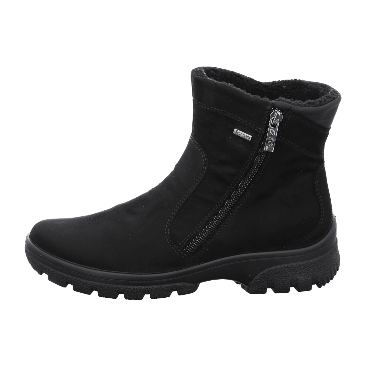 ARA SAAS FEE Women's Winter Boots in Black with Zipper - Warm Lined Textile Boots with Round Toe