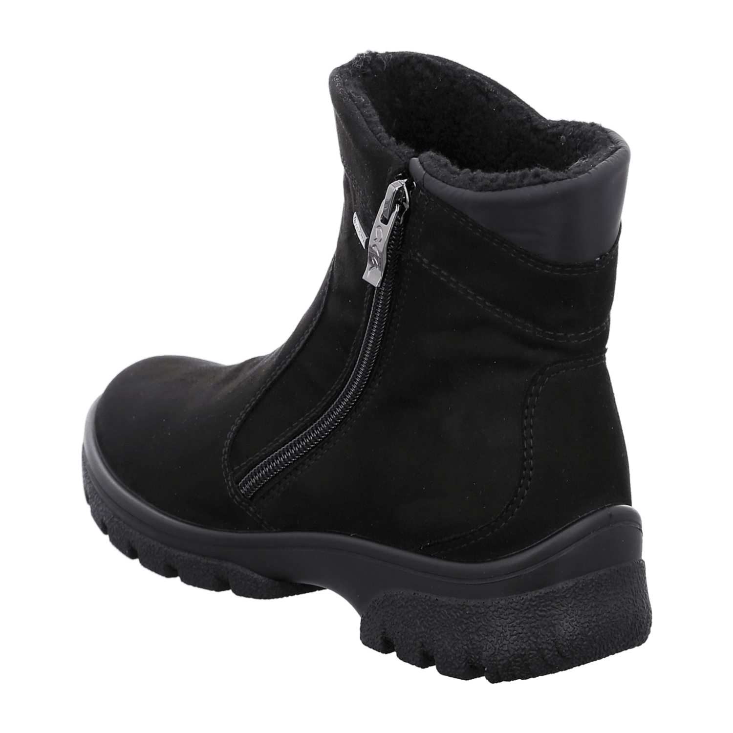 ARA SAAS FEE Women's Winter Boots in Black with Zipper - Warm Lined Textile Boots with Round Toe