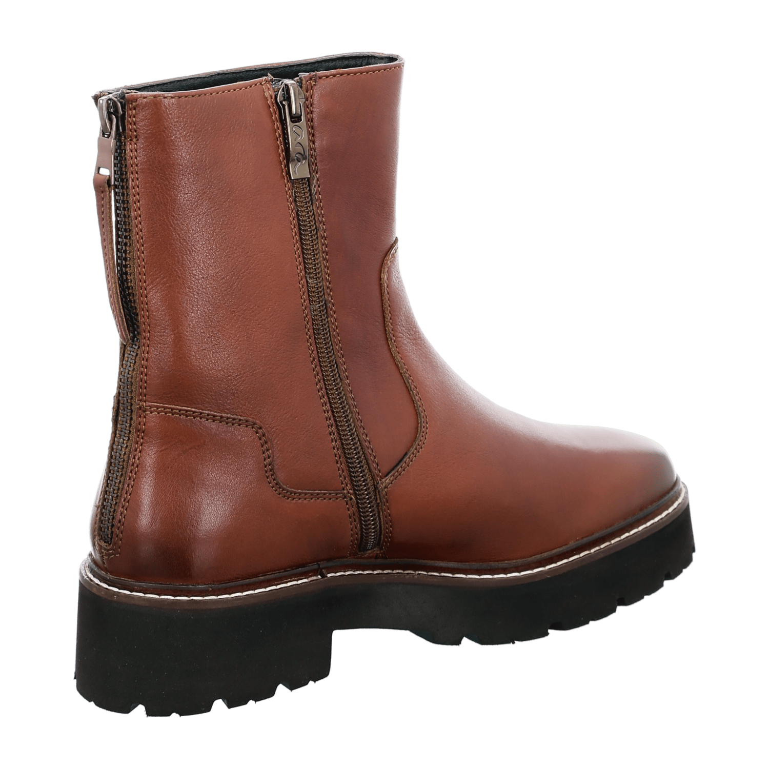 ARA BOLOGNA Women's Leather Winter Boots in Brown with Zipper and Round Toe