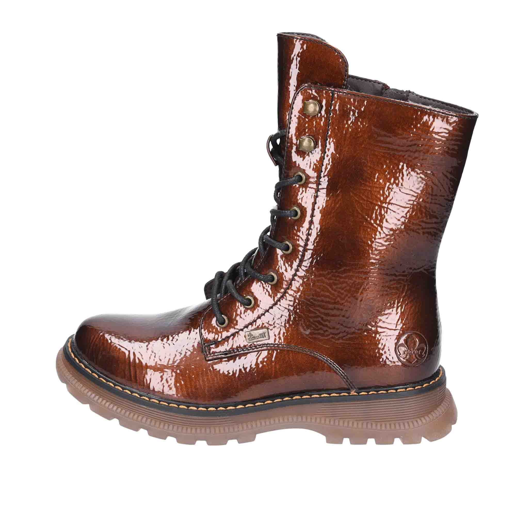 Rieker Women's Brown Lace-Up Boots with Warm Lining and Waterproof Tex Membrane
