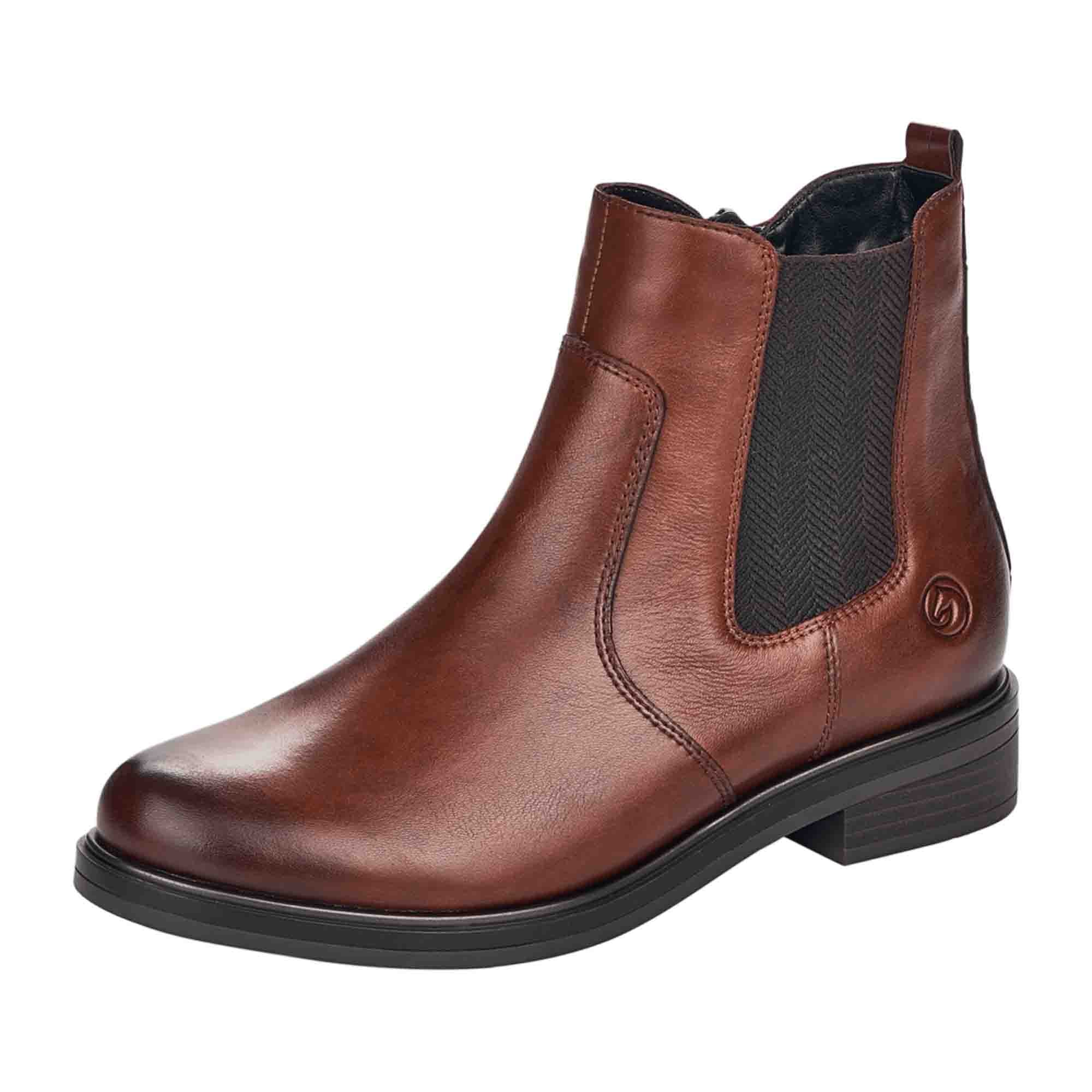 Remonte Women's Brown Ankle Boots Leather Block Heel Fall Winter Footwear