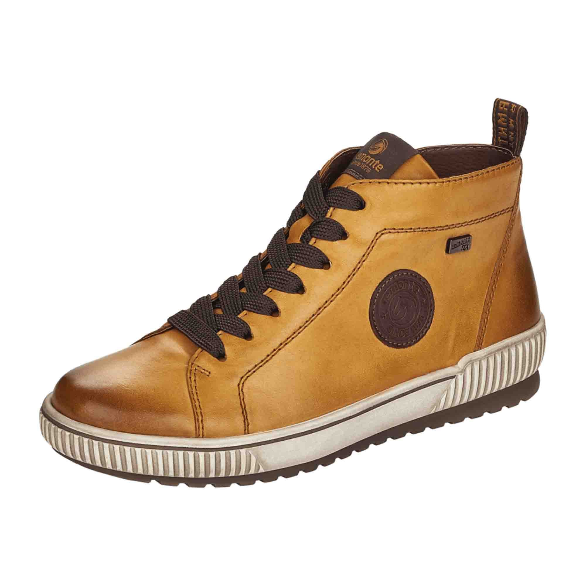 Remonte Yellow Women's Casual Leather Boots with Warm Lining and Easy Zip Closure